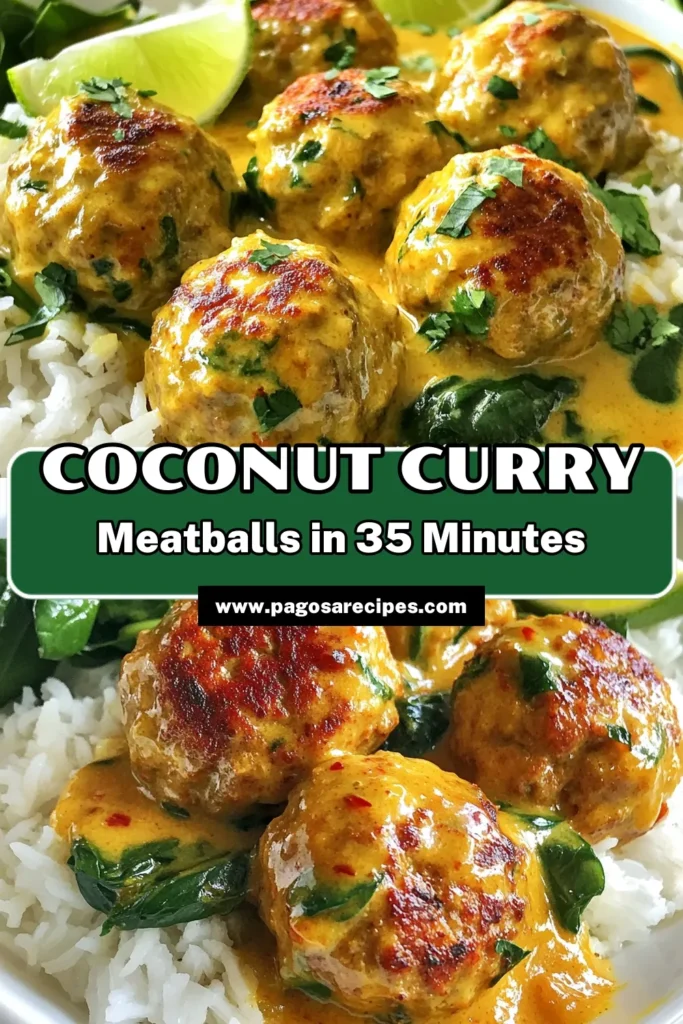 Discover the vibrant flavors of Coconut Curry Meatballs with this easy ground chicken meatballs recipe! Bursting with the essence of Thai coconut curry, this healthy meatball recipe is perfect for any meal. Packed with spices and creamy coconut milk, these meatballs are sure to impress. Try this quick and delicious dish today and elevate your dinner game! Save this easy curry recipe for later! #CoconutCurryMeatballs #EasyCurryRecipes #HealthyMeatballRecipe #ThaiCoconutCurry