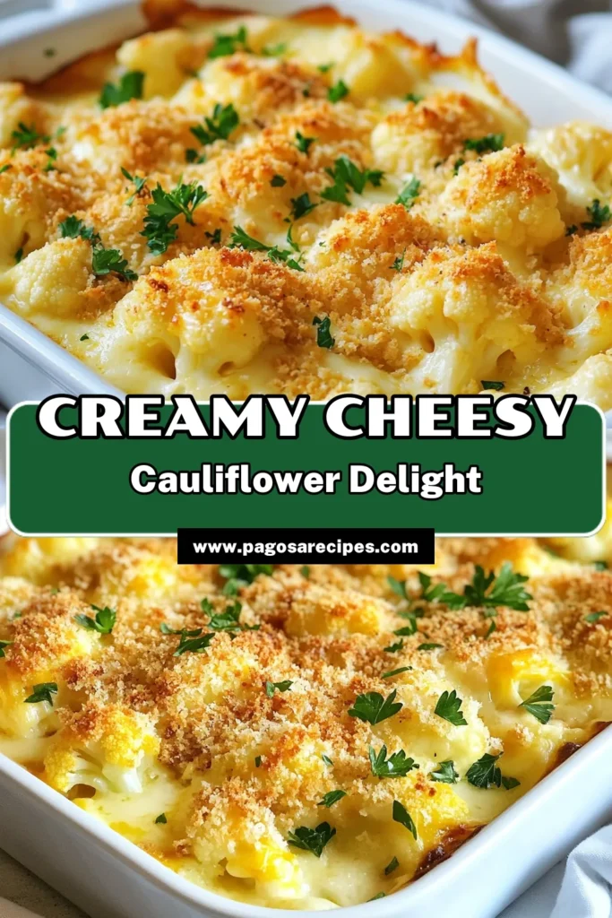 Looking for a delicious side dish? Try this Cheesy Cauliflower Au Gratin! This creamy cauliflower gratin blends sharp cheddar, Gruyère, and Parmesan cheese for a decadent vegetarian cheese casserole that’s easy to make. Perfect as a comfort food or a festive dish! Discover the flavors of this easy cauliflower au gratin recipe today. Save this for your next meal! #CheesyCauliflowerAuGratin #CauliflowerCheeseBake #VegetarianCasserole #EasyRecipes