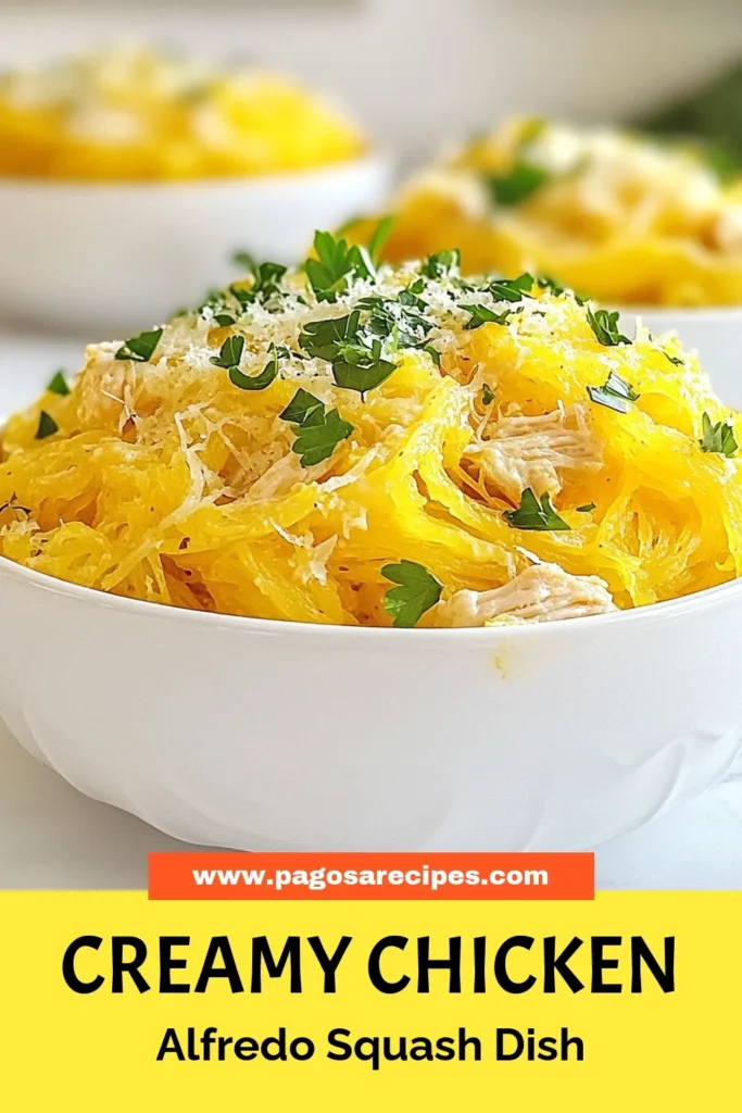 Discover a delicious twist on dinner with this Chicken Alfredo Spaghetti Squash! This healthy spaghetti squash recipe is perfect for those looking for a low carb chicken Alfredo dish that doesn’t skimp on flavor. Creamy, easy to make, and satisfying, this easy chicken Alfredo recipe is a must-try. Enjoy a guilt-free meal that’s both hearty and nutritious. Save this recipe for your next family dinner! #HealthyEating #LowCarbRecipes #SpaghettiSquash #DinnerIdeas