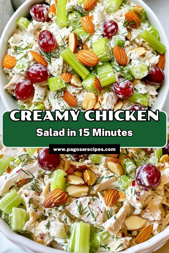 Discover the ultimate creamy chicken salad with this healthy chicken salad recipe featuring Greek yogurt for a delicious and nutritious meal. This easy chicken salad is packed with flavors from juicy grapes and crunchy almonds, making it perfect for any occasion. Enjoy this Greek yogurt chicken salad on its own or as a tasty sandwich filling. Try it today and savor the goodness! Save this easy recipe now! #HealthyEating #ChickenSalad #GreekYogurt #EasyRecipes