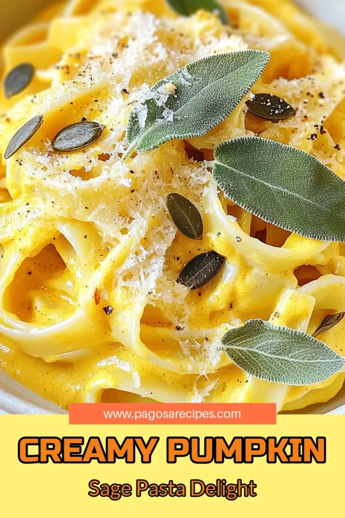 Indulge in this savory pumpkin pasta dish that's perfect for fall! This creamy pumpkin sage fettuccine combines fresh pasta with rich pumpkin puree and aromatic sage. Try this vegan pumpkin pasta recipe for a delicious and dairy-free twist. Ready in just 30 minutes, it’s one of the best fall pasta dishes you’ll make this season! Click for the full creamy pumpkin pasta recipe and save for later. #SavoryPumpkinPasta #PumpkinSageFettuccine #VeganPumpkinPasta #FallPastaDishes