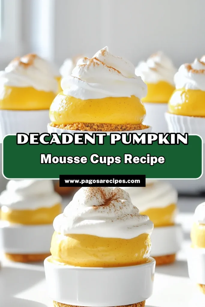 Indulge in the creamy delight of Pumpkin Cheesecake Mousse Cups, a must-try dessert for fall! This easy recipe features layers of rich pumpkin flavored mousse atop a buttery graham cracker crust, topped with whipped cream and a dusting of cinnamon. Perfect for gatherings or a cozy night in. Click to explore the full recipe and impress your guests with this seasonal treat! #PumpkinCheesecake #FallDesserts #MousseRecipe #DessertLovers
