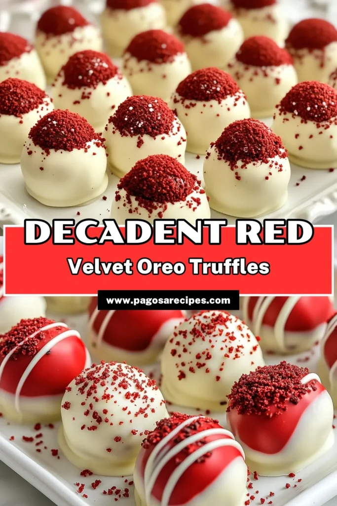 Indulge in the deliciousness of Red Velvet Oreo Truffles, an easy Oreo truffle recipe that combines the rich flavor of red velvet cake with creamy cream cheese and Oreo crunch. Create these no-bake red velvet desserts effortlessly for any occasion. Dipped in white chocolate, these festive red velvet treats are perfect for sharing. Try this simple recipe today and impress your friends and family! #RedVelvetOreoTruffles #NoBakeDesserts #OreoTreats #FestiveRecipes