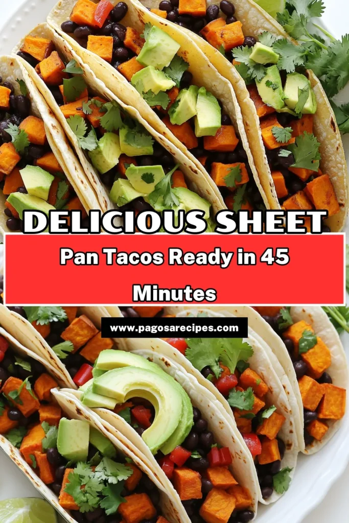 Savor these delicious Sheet Pan Sweet Potato Black Bean Tacos that are easy to make and packed with flavor! With wholesome ingredients like sweet potatoes, black beans, and vibrant spices, you can whip up a delightful meal in just 45 minutes. Perfect for a weeknight dinner, these tacos are sure to impress! Click through to explore the full recipe and elevate your taco night! #TacoTuesday #HealthyEats #VegetarianRecipes #EasyDinner