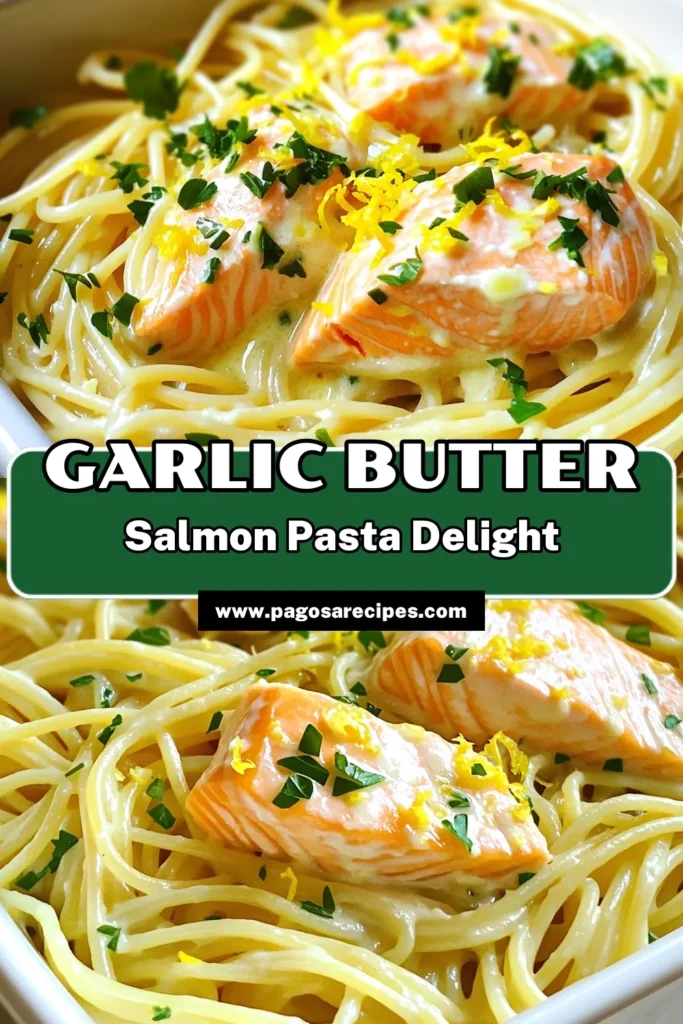 Indulge in the deliciousness of Garlic Butter Salmon Pasta with this quick and easy recipe! Perfectly cooked pasta combines with tender salmon and a rich garlic butter sauce for a dish that’s bursting with flavor. It’s ready in just 15 minutes, making it ideal for busy weeknight dinners. Click through to explore this tasty recipe and impress your loved ones at the dining table! #SalmonPasta #QuickRecipes #GarlicButter #DinnerInspiration