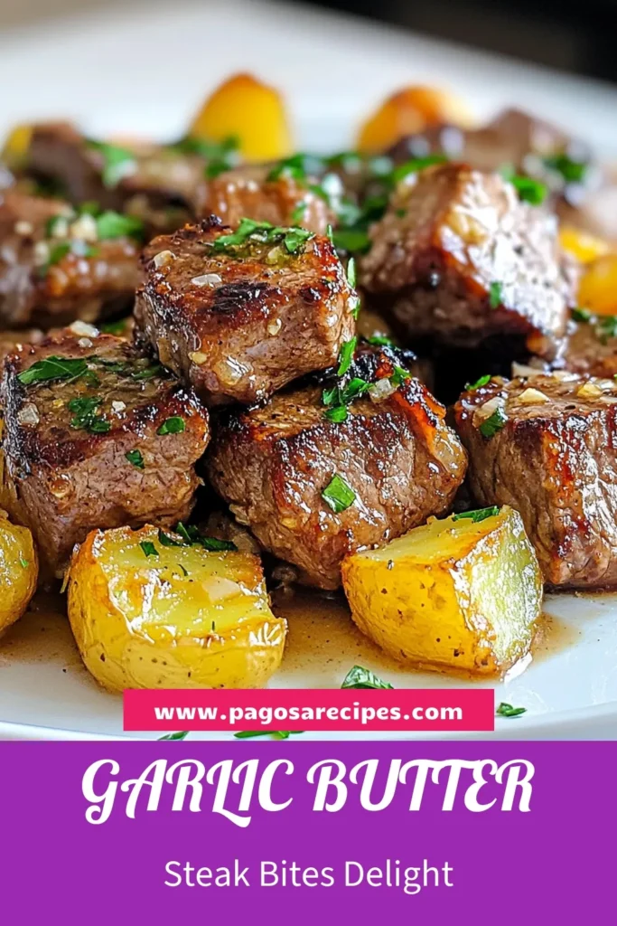 Indulge in this easy steak bites dinner featuring sizzling garlic butter steak bites and crispy potatoes! This delicious sirloin steak bites recipe is quick and packed with flavor, making it perfect for weeknight meals. With just 30 minutes of total prep time, you’ll enjoy tender steak tossed in savory garlic butter alongside golden, crispy potatoes. Click to save this recipe for your next dinner idea! #SteakBites #GarlicButter #EasyDinner #CrispyPotatoes