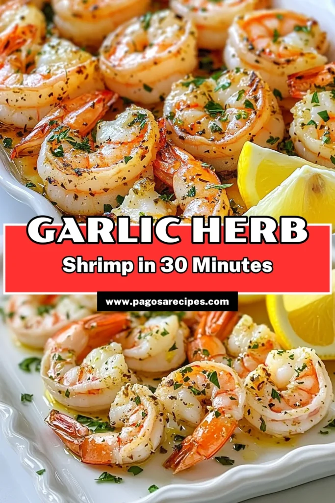 Discover the ultimate Garlic Herb Roasted Shrimp that's perfect for any occasion! This easy shrimp recipe features juicy shrimp marinated in a delightful blend of garlic, herbs, and spices, then oven roasted to perfection. Serve it as a crowd-pleasing garlic shrimp appetizer that’s packed with flavor. In just 30 minutes, impress your guests with this delicious shrimp marinade recipe. Don’t miss out—save this recipe now! #GarlicHerbRoastedShrimp #EasyShrimpRecipe #OvenRoastedShrimp #ShrimpMarinadeRecipe
