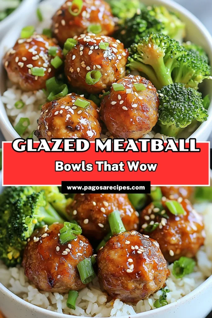 Discover the deliciousness of Sweet Soy Glazed Meatball Bowls, the ultimate chicken meatball bowl recipe that will wow your family! These easy Asian meatballs are baked to perfection with a homemade sweet soy glaze, making them a great choice for quick dinner recipes. Serve over jasmine rice or quinoa with steamed veggies for a wholesome meal. Try this recipe today and elevate your dinner game! #SweetSoyGlazedMeatballs #EasyAsianRecipes #BakedMeatballs #QuickDinnerRecipes