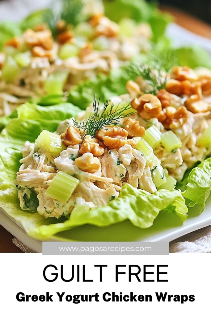 Discover the deliciousness of Greek Yogurt Chicken Salad Lettuce Wraps! This healthy chicken salad combines tender shredded chicken with creamy Greek yogurt, crunchy celery, sweet grapes, and a hint of dill. Perfect as a low-carb chicken salad option, this easy Greek yogurt recipe is a must-try! Wrap it up in fresh lettuce for a refreshing meal. Save this easy lettuce wraps recipe for your next healthy lunch or dinner! #HealthyEating #GreekYogurt #ChickenSalad #LowCarbRecipes
