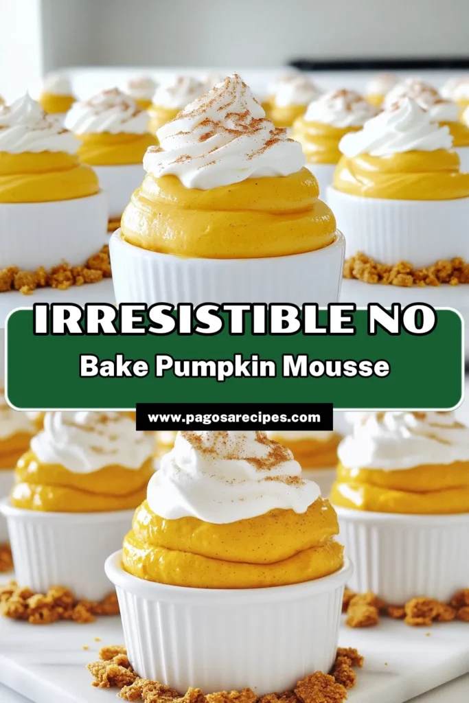 Indulge in the delightful flavors of fall with these No Bake Pumpkin Mousse Cups! Easy to make and irresistibly creamy, this recipe blends pumpkin puree, whipped cream, and cream cheese for a luscious treat. Perfect for gatherings or cozy nights in, these mousse cups are layered with crushed ginger snaps for an extra crunch. Click through for the full recipe and get ready to impress your guests! #PumpkinMousse #NoBakeDesserts #FallRecipes #PumpkinSpice