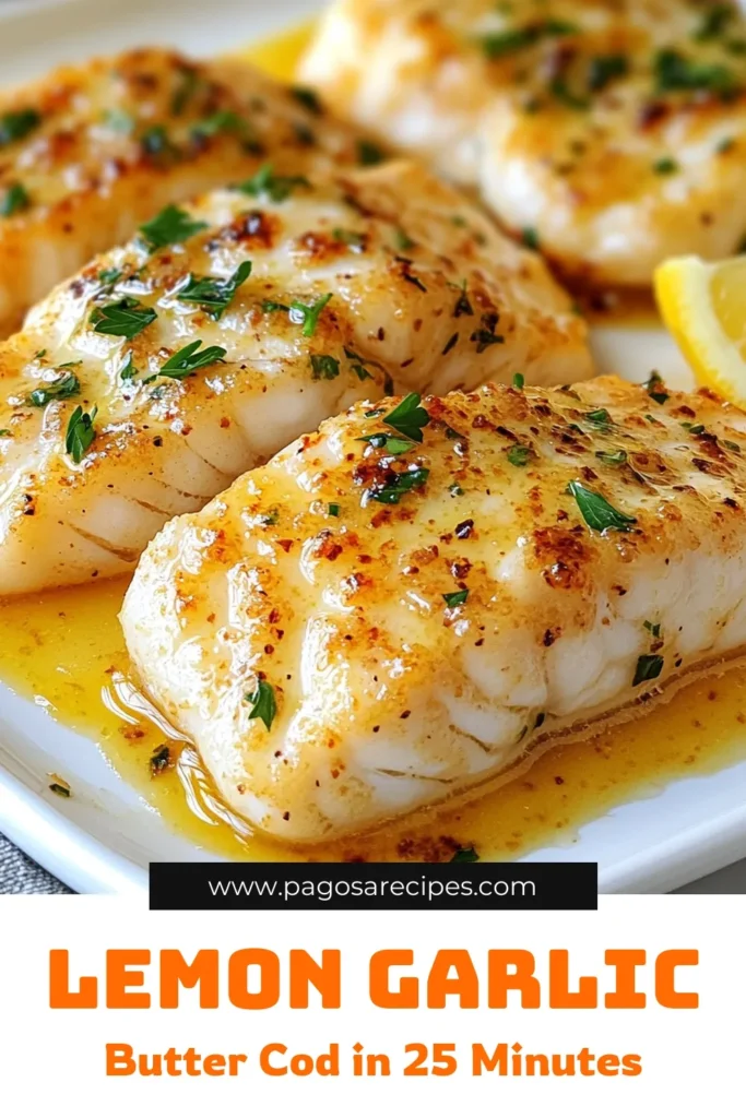 Discover the perfect Lemon Garlic Butter Cod recipe for a delightful and healthy seafood dinner! This Easy Fish Dinner features tender cod fillets baked to perfection with a zesty lemon butter sauce that's both simple and flavorful. With just a few ingredients and quick prep, you can enjoy Cod Fillets with Lemon Butter in under 30 minutes. Save this Baked Cod Recipe for your next meal and impress your family with this delicious dish! #SeafoodRecipes #HealthyEating #EasyDinner #CodRecipe