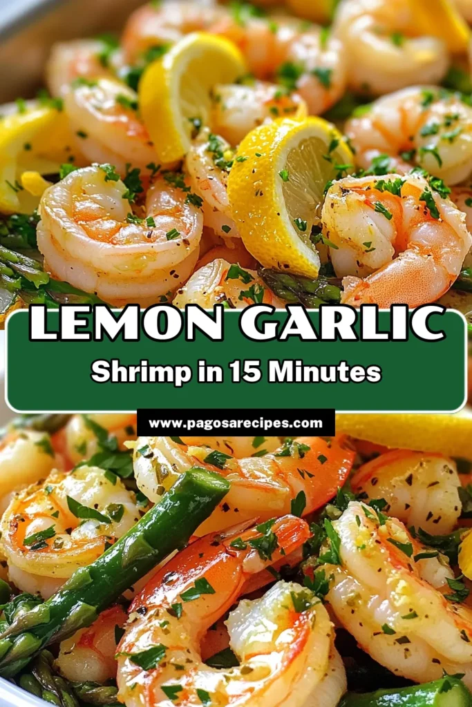 Looking for a quick and healthy dinner idea? Try this Lemon Garlic Shrimp with Asparagus recipe! In just 15 minutes, you can enjoy a delicious and easy lemon garlic recipe that highlights succulent shrimp and fresh asparagus. Perfect for a weeknight meal, this shrimp and asparagus recipe is not only flavorful but also nutritious. Save this quick shrimp dinner for a meal that impresses! #LemonGarlicShrimp #HealthySeafoodRecipe #ShrimpAndAsparagus #EasyDinnerIdeas