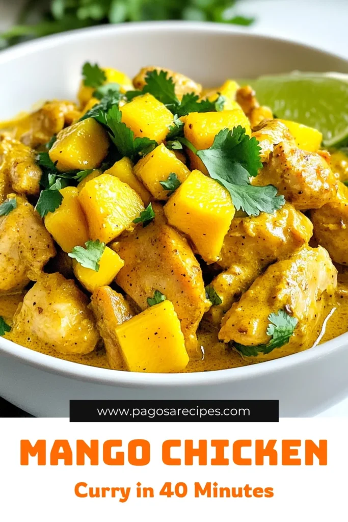 Discover the vibrant flavors of Mango Chicken Curry with this easy chicken curry recipe! This delicious dish combines tender chicken thighs, ripe mango, and creamy coconut milk to create a comforting coconut milk curry that's perfect for any night. Try this Indian chicken curry that's packed with spices and sweetness. Serve it with rice or naan for a delightful meal. Save this easy mango recipe for your next dinner! #Mangocurry #ChickenCurryRecipe #EasyMangoRecipes #IndianCuisine