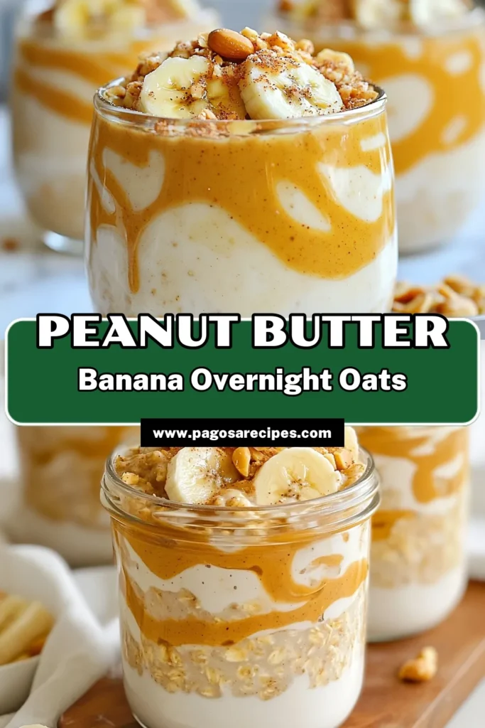Start your day right with these delicious peanut butter banana overnight oats! This healthy breakfast recipe combines rolled oats, creamy peanut butter, and ripe banana for a satisfying meal. Perfect for busy mornings, these vegan overnight oats are easy to prepare and full of flavor. Dive into the world of overnight oats with banana and enjoy a wholesome breakfast that will keep you energized. Try this easy oatmeal recipe today! #HealthyBreakfast #VeganRecipes #OvernightOats #BreakfastIdeas