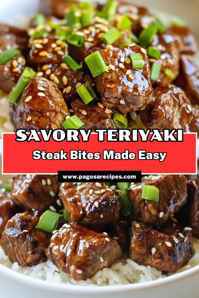Discover the deliciousness of teriyaki steak bites, a quick dinner recipe that's perfect for busy weeknights! This easy steak recipe features marinated steak bites coated in a savory teriyaki sauce, served over fluffy jasmine rice. Perfect as Asian-inspired appetizers or a satisfying main dish, these bites are sure to impress. Try this irresistible dish today and elevate your dinner game! Save for later! #TeriyakiSteakBites #EasySteakRecipe #QuickDinnerRecipes #AsianInspiredAppetizers