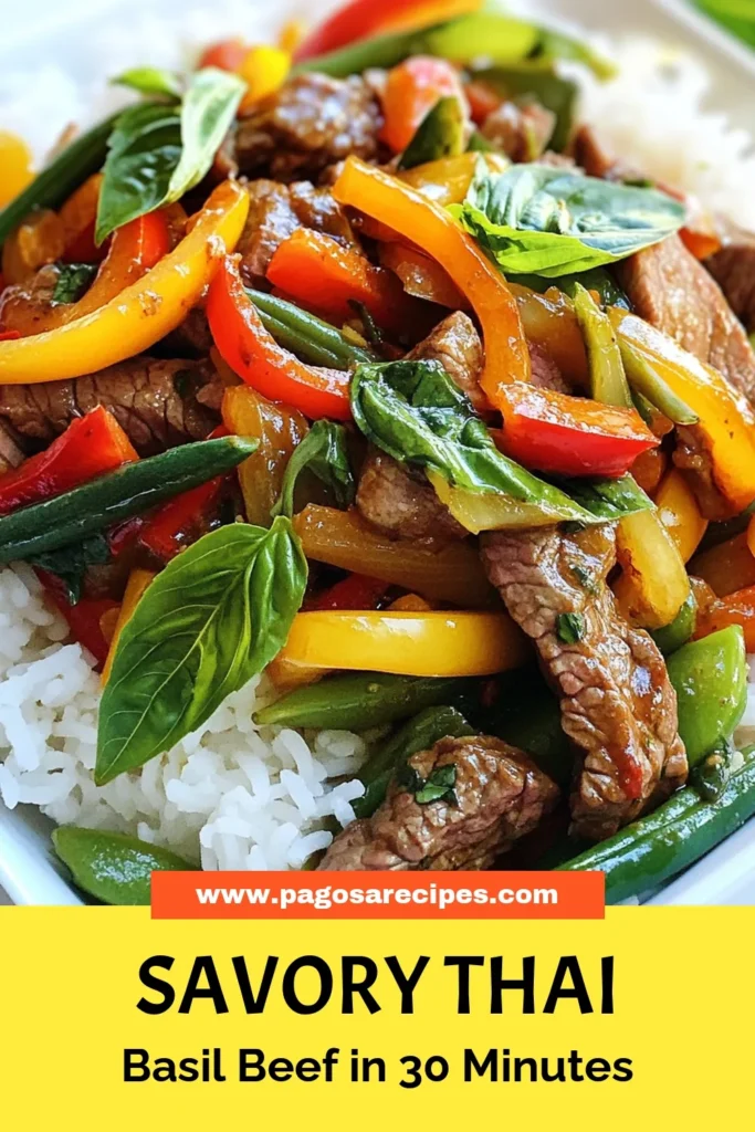 Discover the vibrant flavors of Thai Basil Beef Stir Fry, a quick Thai beef dish that’s perfect for busy nights. This flank steak stir fry recipe combines tender beef with colorful stir fry vegetables like bell peppers and zucchini, all enhanced with fresh Thai basil. Enjoy this savory meal over jasmine rice and impress your family with your culinary skills. Save this recipe for a delicious, easy dinner tonight! #ThaiBasilBeef #BeefStirFry #QuickDinners #ThaiRecipes