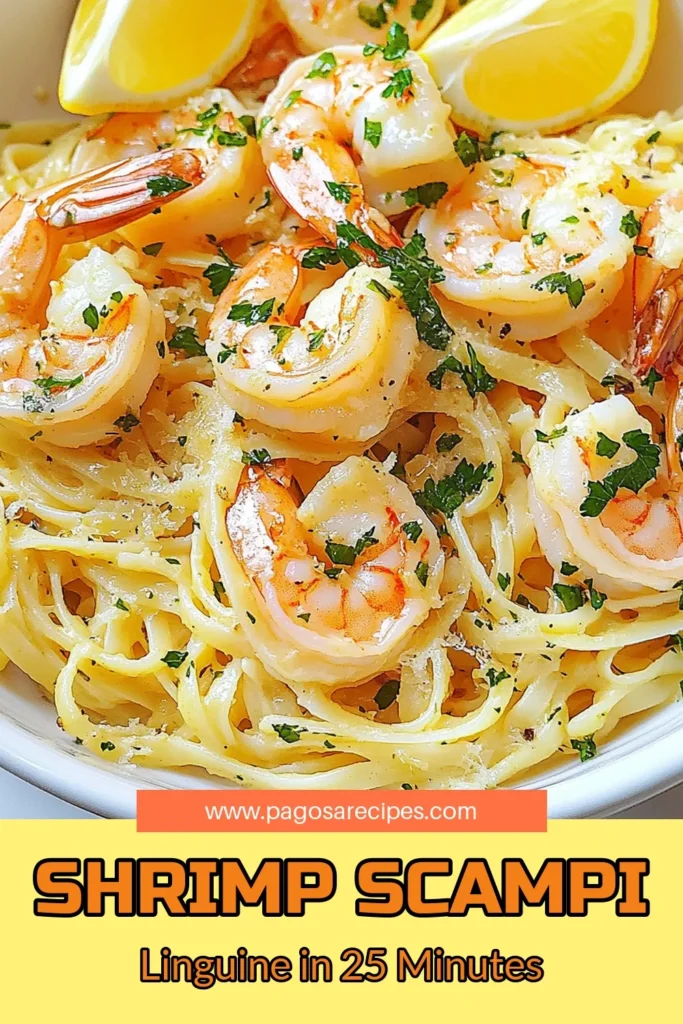 Discover the deliciousness of Shrimp Scampi Linguine, an easy shrimp pasta recipe that's perfect for a quick dinner. Bursting with flavors from garlic butter and fresh lemon, this garlic butter shrimp linguine is sure to impress. With just a few simple ingredients, you can whip up a stunning shrimp pasta with lemon in no time. Save this recipe for your next meal! #ShrimpScampi #PastaRecipes #EasyDinner #QuickRecipes