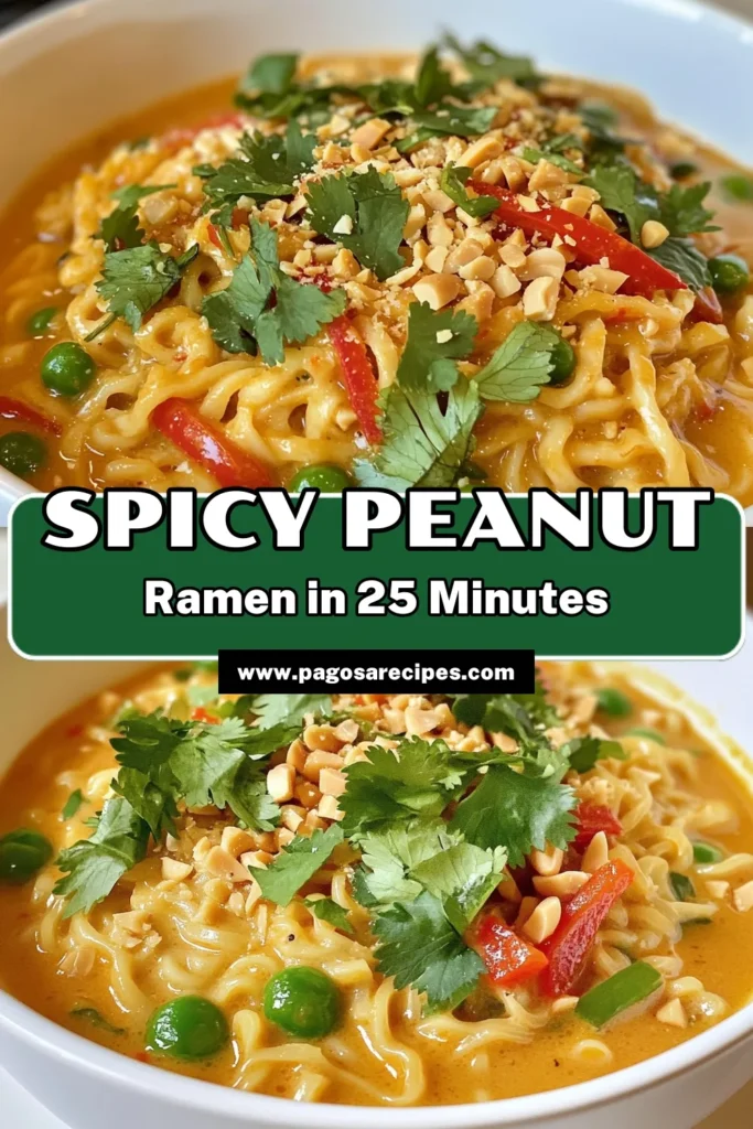 Discover a delicious Spicy Thai Peanut Ramen recipe that’s perfect for any night of the week! This vegan Thai ramen features rich coconut milk ramen noodles paired with crunchy veggies and a creamy peanut sauce. Enjoy this quick spicy noodle dish in just 25 minutes. Add it to your meal plan for an easy ramen recipe that will impress everyone at the table. Don't forget to save this recipe! #SpicyThaiPeanutRamen #VeganRecipes #NoodleRecipe #QuickMeals