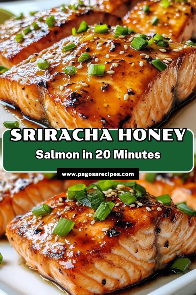 Discover the perfect Sriracha honey salmon recipe that brings a spicy kick to your dinner table. This grilled salmon with glaze is an easy salmon dinner option that you can prepare in just 20 minutes. The blend of Sriracha and honey creates delicious spicy honey salmon fillets that your family will love. Try this Asian-inspired salmon recipe today for a meal that’s quick, flavorful, and satisfying. Save now for your next dinner! #SalmonRecipe #GrilledSalmon #EasyDinner #AsianCuisine