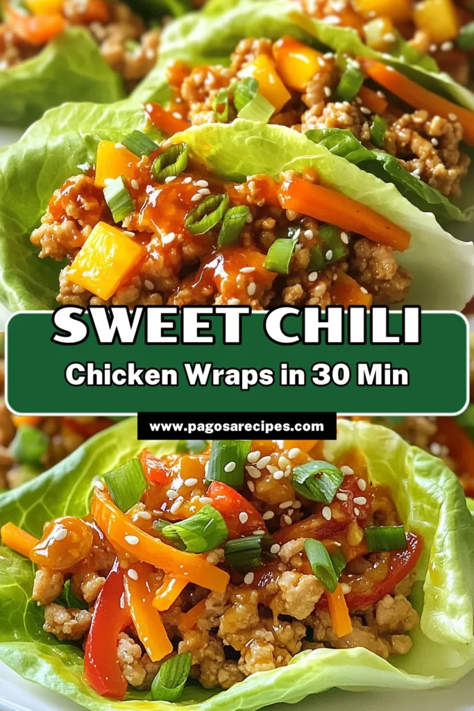 Craving a healthy twist on dinner? Try these Sweet Chili Chicken Lettuce Wraps! This easy Lettuce Wraps Recipe features tender ground chicken mixed with vibrant veggies and a delicious sweet chili sauce, making it one of the best Ground Chicken Recipes. Perfect for a quick meal, these Asian Inspired Dishes are sure to impress. Save this recipe for your next healthy dinner idea and enjoy a burst of flavor! #SweetChiliChicken #LettuceWraps #HealthyDinner #AsianInspired