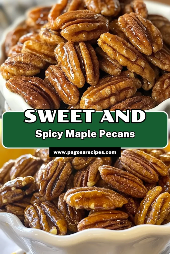 Discover the perfect mix of sweetness and spice with these Maple Cinnamon Pecans! This easy roasted pecan recipe transforms simple ingredients into a deliciously addictive snack. Great as a healthy snack idea or salad topping, these sweet and spicy pecans are sure to impress. Follow our simple steps for crunchy perfection. Try this delightful treat today! #MapleCinnamonPecans #HealthySnacks #NutRecipes #SweetandSpicyPecans