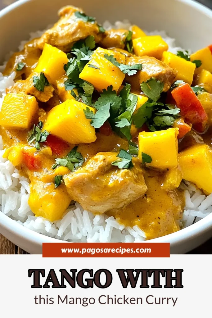 Discover the mouthwatering flavors of Mango Chicken Curry with this easy coconut milk curry recipe. This Thai inspired chicken curry brings together tender chicken, ripe mango, and fragrant spices for a healthy mango curry recipe that's sure to impress. Perfect for a weeknight dinner, this dish is not just delicious but quick to prepare. Try this easy chicken curry with mango for a vibrant meal that your family will love! Save it now! #MangoChickenCurry #CoconutMilkCurryRecipe #EasyChickenCurry #HealthyMangoCurry