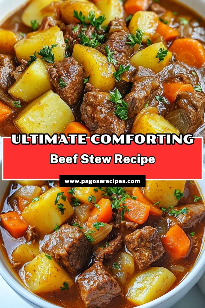 Try this delicious Crockpot beef stew recipe for the ultimate comfort food experience. This easy beef stew in a slow cooker is perfect for cozy dinners. Packed with hearty beef and potatoes, it’s a one-pot beef stew dinner that will warm your soul. Just prep, set, and forget about it! Save this recipe for a satisfying meal that’s sure to impress. #CrockpotBeefStew #BeefStewRecipe #ComfortFood #SlowCookerRecipes