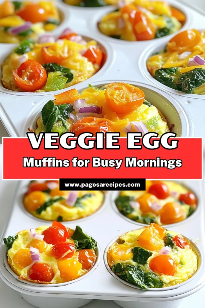 Start your day with delicious Veggie Loaded Egg Muffins! Packed with nutritious spinach, colorful bell peppers, cherry tomatoes, and cheese, these muffins are perfect for a quick breakfast or healthy snack. They're easy to make and can be stored for busy mornings. Discover the full recipe and elevate your meal prep game. Click through to explore these tasty veggie-filled delights! #HealthyRecipes #BreakfastIdeas #MealPrep #EggMuffins