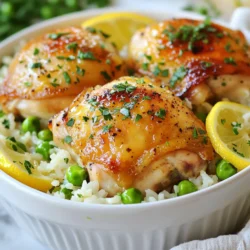 - 4 boneless, skinless chicken thighs - 1 cup long-grain rice - 2 cups chicken broth - 1 medium onion, chopped - 3 cloves garlic, minced - Zest and juice of 1 large lemon - 1 teaspoon dried oregano - 1 teaspoon dried thyme - ½ teaspoon smoked paprika - 2 tablespoons olive oil - Salt and pepper to taste - 1 cup frozen peas - Fresh parsley for garnish The main ingredients are the heart of this dish. The chicken provides protein that makes the meal filling. The long-grain rice absorbs all the flavors. Chicken broth adds depth and richness. Next, we have the additional ingredients. Onion and garlic bring a savory base. Lemon zest and juice add brightness and tang. The dried herbs and spices enhance the flavor blend. Finally, you can add optional ingredients. Frozen peas boost color and nutrition. Fresh parsley adds a fresh touch when serving. These small details take your dish to the next level. {{ingredient_image_1}} - First, season the chicken thighs with salt, pepper, oregano, thyme, and smoked paprika. This adds great flavor. - Next, heat the olive oil in a large pot over medium-high heat. Once hot, add the seasoned chicken. Sear until browned on both sides, around 4-5 minutes each. This step locks in moisture. Remove the chicken and set it aside. - In the same pot, add the chopped onion and minced garlic. Sauté them for 2-3 minutes. You want the onion to become translucent and fragrant. - Now, stir in the rice, lemon zest, and lemon juice. Cook for one more minute while stirring. This toasts the rice and enhances the lemon flavor. - Pour in the chicken broth and mix well. This will create a rich base for your dish. - Return the chicken thighs to the pot, nestling them into the rice. This helps the chicken absorb the flavors while cooking. - Bring the mixture to a boil. Once boiling, reduce the heat to low and cover the pot. - Let it simmer for 20 minutes. If you want to add frozen peas, do so in the last five minutes of cooking. This keeps them bright and fresh. - After 20 minutes, remove the pot from heat and let it sit, covered, for an additional 5 minutes. This resting time allows flavors to meld. - Fluff the rice with a fork and garnish with fresh parsley before serving. This adds a pop of color and flavor to your dish. To make this dish shine, you can adjust the seasoning. If you like it bold, add more salt or herbs. To keep it bright, use fresh lemon juice. The zest gives depth too. You can even add lemon slices on top while cooking. This adds a nice touch and flavor. One-pot cooking is simple and easy. Start by searing the chicken well. This adds a great crust and flavor. After that, sauté the onions and garlic until soft. This makes the base fragrant. When you add the rice, toast it briefly. This step helps the rice absorb flavor better. To ensure the chicken is tender, don’t rush the simmering. Keep the pot covered to trap steam. This keeps the chicken juicy and the rice fluffy. Serving this dish is fun. You can scoop it right from the pot. Top it with fresh parsley for color. A sprinkle of lemon zest adds brightness too. For sides, consider a simple salad or roasted vegetables. They balance the meal well and add crunch. You can also serve warm pita bread on the side. This makes the meal feel like a feast! Pro Tips Marinate for Flavor: For an extra depth of flavor, consider marinating the chicken thighs in olive oil, lemon juice, and herbs for at least 30 minutes before cooking. Use Fresh Herbs: Fresh parsley or dill can elevate the dish with vibrant flavors. Add them just before serving for a burst of freshness. Adjust Rice Cooking Time: If using brown rice, increase the cooking time to about 40 minutes, and ensure you have enough liquid for proper cooking. One-Pot Cooking Advantage: This one-pot method not only simplifies cleanup but also allows the rice to absorb all the delicious flavors from the chicken and herbs. {{image_2}} You can swap chicken thighs for chicken breasts. They cook faster and are leaner. If you prefer seafood, use shrimp for a tasty twist. For a vegetarian option, try chickpeas or tofu. When it comes to rice, long-grain rice is best, but you can use jasmine or basmati rice. They add unique flavors. If you want a whole grain option, brown rice works too, but adjust the cooking time. To make this dish even better, add chopped carrots, bell peppers, or spinach. These veggies add color and nutrients. Fresh herbs like dill or mint give a nice, fresh taste. For a true Mediterranean flair, toss in some olives or crumbled feta cheese. Both add a salty punch and a rich flavor. You can also squeeze more lemon juice before serving for a bright finish. To make this dish gluten-free, ensure your rice and broth are gluten-free. Most chicken broths are safe, but always check the label. For a vegetarian or vegan version, leave out the chicken and use vegetable broth. Use more veggies or add lentils for protein. This way, everyone can enjoy a hearty meal. To store your One Pot Greek Lemon Chicken Rice, let it cool first. Place it in an airtight container. This method keeps the dish fresh. You can keep it in the fridge for up to three days. If you want to freeze it, use a freezer-safe container. Make sure to leave some space for expansion. The dish will last in the freezer for up to three months. To thaw, move it to the fridge overnight. Reheat it gently on the stove or in the microwave, adding a splash of broth if needed. Leftovers can be fun! You can turn them into a tasty chicken salad. Just chop the chicken and mix it with yogurt and veggies. Another idea is to make a soup. Add broth and some extra veggies for a new meal. You can also use the rice as a filling for wraps or stuffed peppers. Yes, you can use brown rice. However, it cooks longer than white rice. Brown rice needs about 40-45 minutes to cook, while white rice takes 20 minutes. Adjust the liquid to 2 ½ cups broth for brown rice. Just be aware that the dish may have a chewier texture. The chicken is fully cooked when it reaches an internal temperature of 165°F (75°C). You can use a meat thermometer for accuracy. If you don’t have one, cut into the thickest part of the chicken. The meat should be white, with no pink juices. You can serve this dish with a simple side salad. Greek salad is a great choice. You can also add roasted vegetables for more color and flavor. If you like bread, warm pita or crusty bread works well to soak up the juices. To boost flavor, add more herbs like fresh parsley or dill. You can also use a splash of white wine with the broth for depth. If you like heat, add red pepper flakes. A squeeze of fresh lemon juice just before serving can brighten the dish. Yes, you can make this dish in advance. Cook it, let it cool, and store it in an airtight container in the fridge. It will stay good for about 3-4 days. Reheat it on the stove or in the microwave when you are ready to serve. This blog post covered how to make a delicious one-pot Greek lemon chicken rice. We looked at essential ingredients, handy cooking techniques, and flavorful variations. You now have tips for storing leftovers and answers to common questions. Cooking can be fun and easy with these steps. Try this recipe, and enjoy great meals with family or friends. Create your own variations to keep it fresh. Happy cooking!