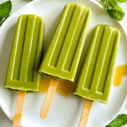 To make these tasty popsicles, gather these key ingredients: - 2 tablespoons matcha green tea powder - 1 cup coconut milk (canned for creaminess) - 1/2 cup almond milk (or any milk of your choice) - 1/4 cup honey or maple syrup (adjust for sweetness) - 1 teaspoon vanilla extract - A pinch of sea salt These ingredients work together to create a rich and creamy base. The matcha gives a lovely green hue and a unique flavor. Coconut milk adds creaminess, while almond milk lightens the mix. Sweetness comes from honey or maple syrup, and the vanilla adds depth. You can make your popsicles even more fun with these add-ins: - Fresh fruit pieces (like berries or mango) - Chopped nuts (such as almonds or cashews) - A sprinkle of shredded coconut - Chocolate chips These add-ins let you create a new flavor each time. You can mix and match based on what you love or have at home. If you need to change an ingredient, here are some easy swaps: - Use oat milk or soy milk instead of almond milk. - Swap honey with agave nectar for a vegan option. - Use powdered sugar instead of maple syrup for sweetness. - Replace coconut milk with regular milk for a lighter version. These substitutions can help you adapt the recipe to your taste or dietary needs. Feel free to experiment and find what works best for you! {{ingredient_image_1}} Start by sifting 2 tablespoons of matcha green tea powder into a small bowl. Sifting helps break up lumps, making the mix smooth. This step is key for a great texture. Use a fine mesh strainer or a whisk for this. Once done, set it aside for later. In a separate mixing bowl, combine 1 cup of coconut milk, 1/2 cup of almond milk, and 1/4 cup of honey or maple syrup. You can adjust the sweetener based on your taste. Add in 1 teaspoon of vanilla extract and a pinch of sea salt. Whisk these ingredients together until they blend well. This mixture creates a creamy base for our popsicles. Next, gradually add the sifted matcha powder to the milk mixture. Whisk continuously until everything is smooth and mixed. Taste it to see if you want more sweetness. Then, pour the matcha latte mixture into popsicle molds. Leave a bit of space at the top for freezing. Insert popsicle sticks and place the molds in the freezer. Freeze for at least 4-6 hours until solid. To remove the popsicles, run warm water over the outside of the molds for a few seconds. This helps them slide out easily. Enjoy your refreshing treats! To make your Matcha Latte Popsicles creamy, use canned coconut milk. The fat in coconut milk gives the popsicles a rich taste. Mix it well with almond milk for a smooth blend. When adding matcha, sift it first. This step helps break up lumps. Lumps can ruin the creamy texture. Whisk the mixture thoroughly until it's smooth. Sweetness is personal. Start with 1/4 cup of honey or maple syrup. After mixing, taste the blend. If you want it sweeter, add a bit more syrup. Remember, the sweetness can change when frozen. So, don’t hesitate to adjust it before pouring into molds. You want a balance that is refreshing yet satisfying. Removing popsicles can be tricky. To make it easy, run warm water over the molds. Do this for a few seconds. The heat melts the outer layer, helping the popsicles slide out. You can also gently twist the sticks. This action can help loosen the popsicles. Enjoy your refreshing treat without any fuss! Pro Tips Use Fresh Matcha: For the best flavor, opt for high-quality, fresh matcha powder. Older matcha can lose its vibrant color and taste. Adjust Sweetness: Depending on your taste and the type of milk used, you may want to adjust the honey or maple syrup for the perfect balance of sweetness. Layering Flavors: Feel free to add a splash of almond extract or a pinch of cinnamon to the mixture for an extra flavor dimension. Easy Removal: If your popsicles are hard to remove, running warm water over the molds will help release them without breaking. {{image_2}} You can make these popsicles dairy-free and vegan with simple swaps. Use coconut milk for creaminess. Almond milk also works well. For sweetening, choose maple syrup instead of honey. This makes it perfect for everyone to enjoy. These changes keep the flavor rich while being kind to your diet. Get creative with flavors! Add cocoa powder for a chocolate twist. Blend in fresh berries for a fruity taste. You can mix strawberry or blueberry puree right into your matcha base. Each flavor adds a fun touch and gives you more options. Play with these flavors to find your favorite. Layered popsicles look stunning and taste amazing. Start with a layer of matcha mixture, then freeze for about an hour. Next, add a layer of berry puree or chocolate mix. Freeze again until solid. This creates beautiful stripes. Each bite brings a burst of different flavors. It's a fun way to impress your friends! To keep your Matcha Latte Popsicles fresh, store them in the freezer. Use an airtight container or a freezer-safe bag. This helps prevent ice crystals from forming. If you use molds, make sure to cover them tightly. This keeps out unwanted flavors. These popsicles stay good for about two to three months in the freezer. After this time, they may lose flavor and texture. For best taste, enjoy them within a month. Always check for freezer burn before eating. If they look or smell odd, it's best to toss them. If you have leftover popsicle mixture, you can freeze it again. Just be sure to chill it first. Avoid re-freezing popsicles that have already melted. This can change their texture and taste. If you need to, only re-freeze the mixture before it becomes popsicles. Matcha is a special green tea powder. It comes from young tea leaves. When you drink matcha, you get more nutrients than in regular tea. Matcha is rich in antioxidants. These help fight free radicals in your body. It may boost your energy and improve focus. Some studies show it can help with weight loss. Overall, matcha is a tasty way to enjoy health benefits. Yes, you can use different types of milk! You can choose almond, soy, oat, or even regular cow's milk. Each milk gives a different taste and creaminess. Coconut milk works great for a creamy texture. If you want a lighter option, try almond milk. Just remember to adjust sweetness based on the milk you use. Matcha Latte Popsicles can last up to two months in the freezer. Just make sure they are in an airtight container. This keeps them fresh and prevents freezer burn. If you follow these tips, your popsicles will taste great every time you enjoy one! You’ve learned how to make delicious Matcha Latte Popsicles, step-by-step. You know the key ingredients and how to customize your pops with various flavors. We discussed helpful tips for perfect texture and sweetness. Storage info ensures your pops remain tasty, and the FAQs answered common questions. Now, it’s time to get creative in your kitchen. Enjoy making these refreshing treats and share them with friends. Your popsicles will impress everyone!