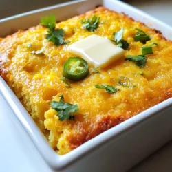 Cooking Jalapeño Cheddar Cornbread takes simple, fresh ingredients. Each one plays a key role in making this dish tasty and fun. Here’s what you need: - 1 cup cornmeal - 1 cup all-purpose flour - 1 tablespoon baking powder - 1/2 teaspoon salt - 1/2 cup unsalted butter, melted - 1 cup milk - 2 large eggs - 1 cup shredded sharp cheddar cheese - 2 fresh jalapeños, finely chopped - 1/4 cup honey (optional) Cornmeal gives the cornbread its unique texture. Flour adds structure. Baking powder helps it rise. Salt enhances flavor. Unsalted butter adds richness and moisture. Milk keeps it soft. Eggs bind everything together. Sharp cheddar brings a delicious, cheesy taste. Jalapeños add a spicy kick. If you like a hint of sweetness, honey is a great option. Using fresh, high-quality ingredients makes a big difference. I always choose the best I can find. This choice ensures your cornbread is not just good but truly great. Enjoy the process of gathering your ingredients. Each one contributes to that irresistible flavor in your cornbread! {{ingredient_image_1}} - Preheat your oven to 400°F (200°C). - Grease a 9-inch square baking pan or cast-iron skillet. This helps prevent sticking. - In a large mixing bowl, combine the cornmeal, all-purpose flour, baking powder, and salt. - Mix well so the dry ingredients blend evenly. - In another bowl, whisk together the melted butter, milk, and eggs until fully mixed. - This step is key for a smooth batter. - Gradually pour the wet mixture into the dry ingredients while stirring gently. - Be careful not to overmix; just combine until you see no dry flour. - Next, fold in the shredded cheddar cheese and finely chopped jalapeños. - If you like a hint of sweetness, add honey to balance the heat. - Pour the cornbread batter into the prepared pan. Spread it evenly. - Bake in the preheated oven for 20-25 minutes. The top should be golden brown. - Once baked, remove it from the oven. Let it cool in the pan for a few minutes. - After cooling, cut into squares or wedges. Enjoy warm with butter or alongside your favorite chili! To get the best cornbread, avoid overmixing the batter. When you mix, do it gently. You want to combine the wet and dry ingredients just enough. This keeps your cornbread light and fluffy. If you mix too much, it can become dense. Trust me, no one wants a heavy cornbread! Choose your jalapeños based on how much heat you like. If you want it mild, remove the seeds and membranes. This part of the pepper holds most of the heat. If you love spice, keep some seeds in! You can try different types of peppers, too. Each has its own unique flavor and heat level. Serve your cornbread warm and fresh. It tastes great with a pat of butter melting on top. You can also pair it with chili for a hearty meal. The cornbread complements the flavors of chili perfectly. For a fun twist, top it with fresh herbs like cilantro or chives. Enjoying it this way makes every bite special! Pro Tips Check for Freshness: Make sure your baking powder is fresh for the best rise. If it’s been open for a while, test it by adding a teaspoon to warm water; it should fizz vigorously. Customize Heat Level: Adjust the heat of your cornbread by adding or removing jalapeño seeds. For milder flavor, remove all seeds; for a spicier kick, keep some seeds in. Experiment with Cheese: While sharp cheddar is delicious, try mixing in other cheeses like pepper jack or a smoked cheese for a unique twist on flavor. Serve it Right: For extra flavor, serve your cornbread with flavored butter or a drizzle of honey. This pairs beautifully with the spicy jalapeños and enhances the overall taste. {{image_2}} You can switch out sharp cheddar for other cheeses. Try using pepper jack for a spicy kick. Another choice is Monterey Jack for a milder flavor. You could also use gouda for a creamy texture. Mixing different cheeses can create a unique taste. Just remember to keep the total cheese amount the same for the best results. Consider adding corn kernels or chopped scallions to your cornbread. Corn adds sweetness and a nice texture. Scallions bring a fresh flavor that brightens the dish. You can even mix in cooked bacon for a smoky touch. These add-ins let you customize your cornbread to suit your taste. You can modify the honey amount based on your sweetness preference. If you like it sweeter, add more honey. If you prefer a less sweet cornbread, reduce the honey. You can even leave it out altogether for a more savory flavor. Adjusting the sweetness lets you make this dish just right for you. To store leftover Jalapeño Cheddar Cornbread, let it cool first. Wrap it in plastic wrap or foil. Place it in an airtight container. This keeps it fresh for a few days. Store it in the fridge. It stays good for about 3 to 5 days. Freezing cornbread is easy. Cut the cornbread into squares or wedges. Wrap each piece in plastic wrap. Then, place them in a freezer bag. Squeeze out the air to avoid freezer burn. You can freeze it for up to 3 months. To reheat, thaw overnight in the fridge. Warm it in the oven at 350°F (175°C) for about 10-15 minutes. Freshly baked Jalapeño Cheddar Cornbread tastes best within a few days. At room temperature, it lasts for about 1 to 2 days. If stored properly in the fridge, it can stay fresh for up to a week. Always check for signs of spoilage before eating. Enjoy your cornbread while it’s still tasty! Yes, you can use gluten-free flour! For gluten-free Jalapeño Cheddar Cornbread, look for a mix that includes xanthan gum. This helps mimic the texture of regular flour. You can also try using almond or coconut flour. Just remember, the taste might change a bit. Adjust the liquid in the recipe if needed. Start with less milk and add more until you get the right batter consistency. To add more heat, you can leave the jalapeño seeds in. This boosts the spice level significantly. You can also mix in some chopped serrano peppers for a different flavor. Another option is adding cayenne pepper or a dash of hot sauce to the batter. Taste as you go to find your perfect heat! Jalapeño Cheddar Cornbread pairs well with many dishes. Try serving it with chili for a classic combo. It also goes great with soups, especially creamy ones. You can serve it alongside grilled meats or a fresh salad. For a fun twist, top it with butter and honey for a sweet contrast. You learned how to make Jalapeño Cheddar Cornbread with simple steps. Remember to preheat your oven and mix dry and wet ingredients well. Folding in cheese and jalapeños adds great flavor. Don't overmix; keep it fluffy. You can adjust heat and sweetness to fit your taste. Store leftovers properly to enjoy later. With these tips, your cornbread will shine at any meal. Enjoy it warm, and pair it with your favorite dishes!