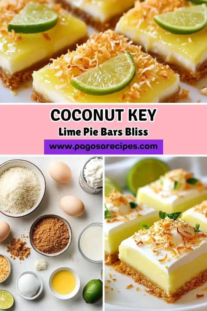 Indulge in these delightful Key Lime Pie Bars with a coconut twist! This easy key lime dessert features a creamy filling and a crunchy graham cracker and coconut crust. Perfect for any occasion, these no-bake key lime bars are a tropical treat that will impress your guests. Discover this simple tropical key lime recipe and satisfy your sweet cravings today! Save this recipe for later! #KeyLimePieBars #CoconutKeyLimeDessert #EasyKeyLimeBars #TropicalKeyLimeRecipe