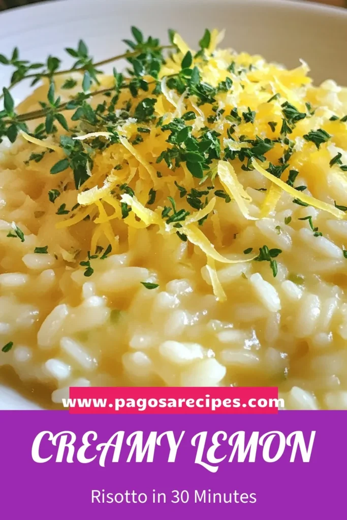 Indulge in this Creamy Lemon Parmesan Risotto, a delightful burst of flavor that's easy to make! This Parmesan Risotto Recipe is perfect for those seeking simple Arborio Rice recipes. With zesty lemon and creamy goodness, this vegetarian risotto brings a fresh twist to any meal. Don't miss out—save this Easy Risotto with Lemon for your next dinner! Try it today! #LemonRisotto #VegetarianRecipes #ArborioRice #RisottoRecipe