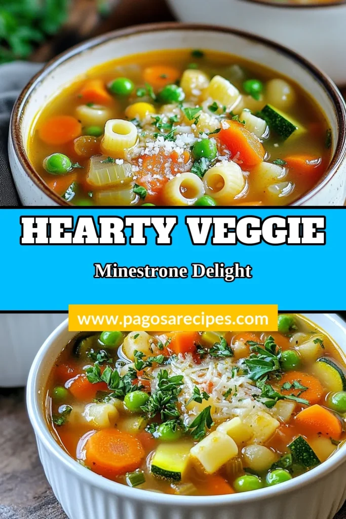Discover how to make a delicious veggie minestrone soup that’s packed with nutritious ingredients! This healthy minestrone recipe combines fresh vegetables and pasta for a comforting meal. Enjoy this easy minestrone soup recipe that’s perfect for any day of the week. Warm up with this plant-based minestrone soup that the whole family will love. Save this recipe and bring some veggie goodness to your table! #VeggieMinestroneSoup #HealthyRecipe #VegetableSoup #PlantBasedCooking