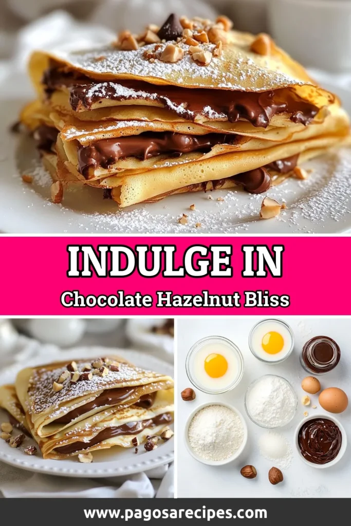 Indulge in these delicious chocolate hazelnut crepes that are perfect for any breakfast or dessert craving. This easy crepe recipe combines a homemade crepes recipe with rich chocolate hazelnut spread, creating a delightful Nutella crepes dessert. Impress your family and friends with this irresistible treat that’s sure to be a hit. Ready to satisfy your sweet tooth? Save this recipe now! #ChocolateHazelnutCrepes #NutellaCrepesDessert #EasyCrepeRecipe #HomemadeCrepesRecipe