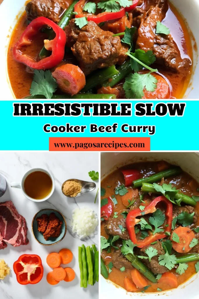 Discover the deliciousness of slow cooker beef coconut curry with this easy coconut curry recipe. This beef coconut curry is packed with flavor and perfect for busy days. Using Thai red curry beef, this dish combines tender beef chuck, coconut milk, and fresh veggies for a meal that cooks itself while you're away. Enjoy effortless cooking with this top-notch recipe and make your family smile! Save this easy slow cooker recipe now! #SlowCookerBeefCurry #CoconutCurryRecipe #EasySlowCookerRecipes #ThaiRedCurryBeef