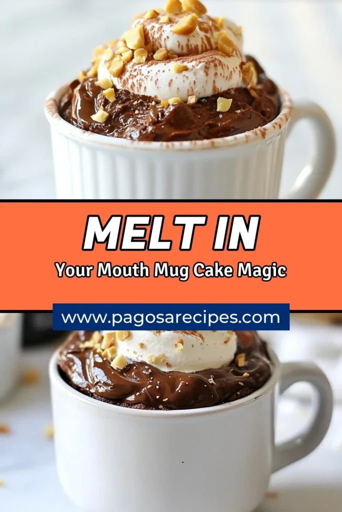 Indulge in a rich and delicious chocolate hazelnut mug cake, the perfect solution for a quick dessert recipe! This easy mug cake recipe takes just minutes in the microwave, delivering a delightful single serving cake that's both satisfying and simple to make. Enjoy a warm treat with swirls of chocolate hazelnut spread and optional chopped hazelnuts for extra crunch. Try this easy dessert today! #MugCake #QuickDessert #ChocolateHazelnut #SingleServing
