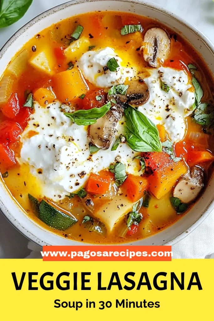 Savor this veggie lasagna soup that combines all the comforting flavors of a traditional lasagna with a healthy twist! This easy lasagna soup recipe is perfect for busy weeknights, cooked in one pot for minimal clean-up. Packed with fresh vegetables and cheesy goodness, it's a delightful and nutritious meal for the whole family. Try this veggie lasagna soup today and enjoy a warm bowl of goodness! Don't forget to save this recipe! #VeggieLasagnaSoup #HealthyLasagnaSoup #OnePotRecipes #EasyLasagnaSoup