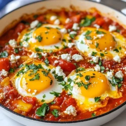 To make a tasty shakshuka with feta, you need these key items: - 2 tablespoons olive oil - 1 onion, finely chopped - 1 red bell pepper, diced - 3 cloves garlic, minced - 1 teaspoon ground cumin - 1 teaspoon smoked paprika - 1 can (14 oz) diced tomatoes - 1 teaspoon sugar - Salt and pepper to taste - 4 large eggs - ½ cup crumbled feta cheese - Fresh parsley or cilantro for garnish These ingredients create a rich, flavorful base for the dish. The olive oil starts the cooking process and adds a nice depth of flavor. Onions and bell peppers bring a sweet crunch. Garlic, cumin, and smoked paprika add warmth and spice. If you want to take your shakshuka up a notch, consider adding: - 1 teaspoon chili flakes for heat - ½ cup spinach for greens - 1 tablespoon lemon juice for brightness - 1 small zucchini, diced for extra veggies These extras can change the dish's taste and texture. Chili flakes give it a nice kick. Spinach adds color and nutrients. Lemon juice brightens up the flavors, while zucchini offers more bite. Running low on an ingredient? Here are some swaps: - Use canola oil instead of olive oil. - Swap the red bell pepper for green or yellow. - Try fresh tomatoes if you prefer them over canned. - Replace feta with goat cheese for a tangy twist. These substitutions still provide great flavor. You can mix and match based on what you have at home. Cooking should be fun and flexible! {{ingredient_image_1}} First, grab a large skillet and add olive oil. Heat it over medium heat. Next, add the finely chopped onion. Sauté for about five minutes. The onion should become soft and clear. Then, stir in the diced red bell pepper. Cook this for three to four minutes until it starts to soften. Now, add the minced garlic, ground cumin, and smoked paprika. Sauté for one more minute until you smell the spices. After that, pour in the can of diced tomatoes with juice. Add sugar, salt, and pepper to taste. Stir the mix well and let it simmer for ten minutes. This helps the sauce thicken and get rich in flavor. Once the sauce has thickened, it’s time for the eggs. Make four small wells in the sauce using a spoon. Carefully crack one egg into each well. Cover the skillet and let the eggs cook for about five to seven minutes. You want the egg whites set but the yolks still runny. This part is key for a perfect shakshuka. After the eggs are ready, sprinkle crumbled feta cheese on top. Cover the skillet for one more minute. This helps the cheese melt slightly. Once done, remove the skillet from heat. Garnish with fresh parsley or cilantro for a pop of color. Serve your shakshuka hot, with warm crusty bread or pita. This bread is perfect for dipping into the rich sauce and eggs. Enjoy every bite of this flavorful breakfast delight! To get the best poached eggs, crack the eggs into separate bowls. This step keeps the yolks intact. Next, create a gentle whirlpool in the sauce with a spoon. Slowly slide each egg into the whirlpool. Cover the skillet and cook for 5-7 minutes. The whites should set while the yolks remain runny. This method gives you that perfect texture. To boost flavor, use fresh herbs like parsley or cilantro as a garnish. You can also add a pinch of chili flakes for heat. Consider using roasted red peppers for a deeper taste. If you like a tangy twist, add a splash of lemon juice just before serving. These simple tweaks can elevate your dish to a new level. One common mistake is overcooking the eggs. Keep an eye on them as they cook. If you cook too long, the yolks will harden. Another mistake is skipping the sugar in the sauce. Sugar balances the acidity of the tomatoes. Lastly, don’t skip the salt and pepper; they enhance all the flavors. Avoid these errors for a perfect shakshuka. Pro Tips Fresh Ingredients: Use fresh herbs and ripe tomatoes for the best flavor in your shakshuka. Egg Cooking Time: Adjust the cooking time based on how runny you like your yolks; less time for runny, more for firm. Cheese Variations: Try different cheeses like goat cheese or ricotta for a unique twist on the traditional feta. Serve with Sides: Pair with warm crusty bread or pita to soak up the delicious sauce and eggs. {{image_2}} If you love heat, try adding chili peppers. Use fresh jalapeños or red pepper flakes. This will give your dish a nice kick. Adjust the spice level to your taste. You can mix in chopped serrano peppers while cooking the onions. It adds layers of flavor and warmth. Want more veggies? Toss in zucchini, spinach, or eggplant. They will make your shakshuka colorful and nutritious. Start by adding them after the bell pepper. Cook them until they soften. This adds a lovely texture and flavor. You can also add chickpeas for extra protein and fiber. Feta is great, but you can switch it up. Try goat cheese or mozzarella for a creamier feel. Goat cheese adds a tangy twist. Mozzarella melts beautifully and gives a cheesy texture. Just sprinkle your choice on top before the final cover. Each cheese brings a unique taste to your shakshuka. To keep leftover shakshuka fresh, let it cool down first. Transfer it to an airtight container. Store it in the fridge for up to three days. Make sure to cover the eggs gently to avoid breaking them. This way, every bite stays tasty when you reheat it. When it’s time to eat leftovers, reheat shakshuka on the stove. Use low heat to warm it up slowly. You can add a splash of water to keep it moist. Cover the pan to help heat evenly. If you prefer, you can also microwave it in short bursts. Check it often to avoid overcooking the eggs. If you want to save shakshuka for later, freezing works well. Portion it into freezer-safe containers. Leave some space at the top for expansion. Label the containers with the date. It can stay in the freezer for up to three months. To enjoy, thaw it overnight in the fridge before reheating. Shakshuka with feta pairs well with warm crusty bread or pita. The bread helps scoop up the rich sauce and eggs. You can also serve a fresh salad on the side. A simple cucumber and tomato salad works well. If you like spice, add some hot sauce for extra kick. Don’t forget to enjoy a cup of coffee or tea with your meal! You can prepare the sauce ahead of time. Make the sauce, cool it, and store it in the fridge for up to three days. When you’re ready to eat, heat the sauce in a skillet. Then, add the eggs and cook as directed. This saves time and keeps things easy for busy mornings. Just remember that the eggs should be cooked fresh for the best taste! Yes, shakshuka is quite healthy! It has plenty of vegetables and protein from the eggs. The tomatoes provide vitamins, while feta adds flavor without too many calories. You can also control the amount of oil used. For a lighter version, use less oil or skip the feta. Overall, it’s a tasty and nutritious choice for breakfast or brunch. You now have all the tools to make delicious shakshuka with feta. We covered essential and optional ingredients, plus helpful substitutions. The step-by-step instructions simplify making this dish, so you can serve it with confidence. Use the tips to poach eggs perfectly and avoid common errors. Remember, you can switch up flavors with various styles, and storing leftovers is easy, too. Enjoy trying these ideas, and make shakshuka your own. Savor the experience and tell your friends about it!