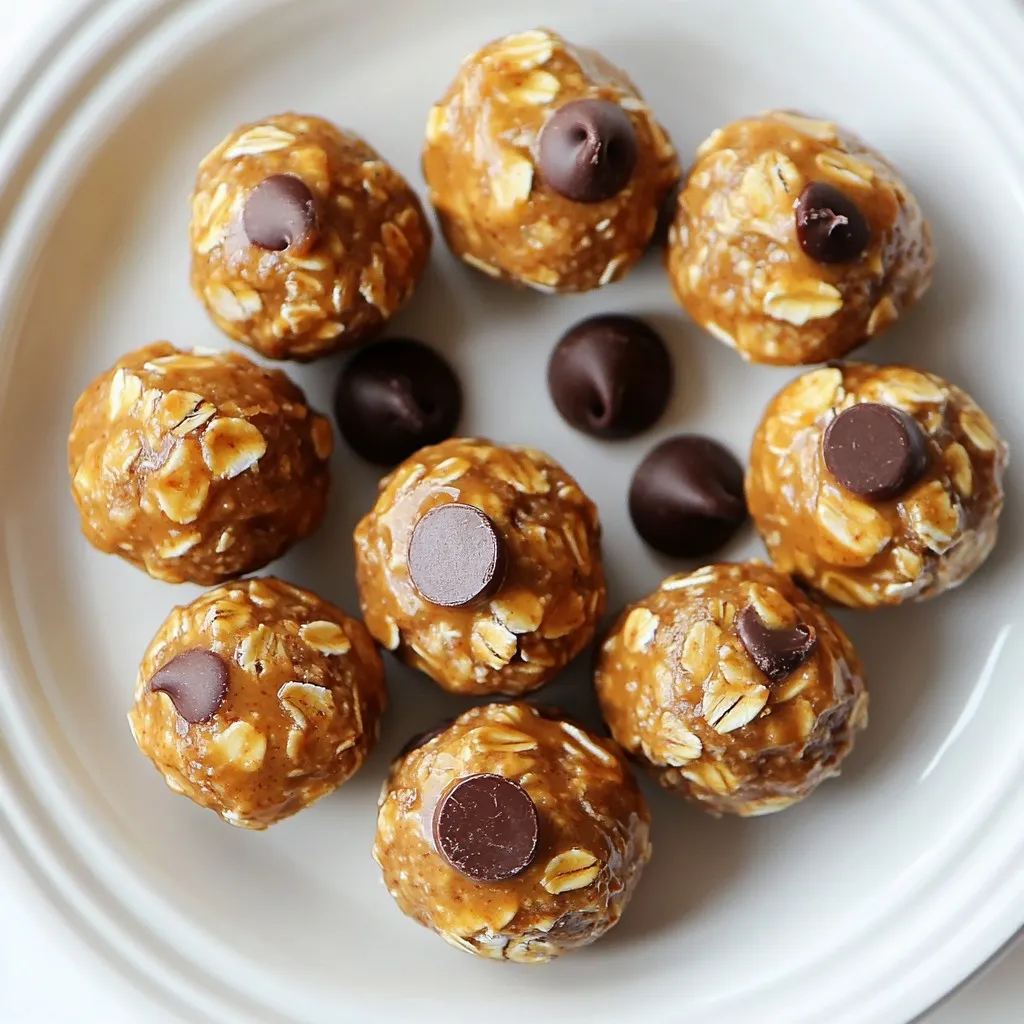 To make your Peanut Butter Protein Bites, you will need: - 1 cup natural peanut butter (smooth or crunchy) - 1/2 cup rolled oats - 1/4 cup honey or maple syrup - 1/4 cup vanilla protein powder - 1/4 cup dark chocolate chips - 1/4 cup chia seeds - 1/2 teaspoon vanilla extract - Pinch of salt These ingredients blend well together. Natural peanut butter offers rich flavor and healthy fats. Rolled oats add texture and fiber. Honey or maple syrup gives sweetness and moisture. The vanilla protein powder boosts protein content for energy. Dark chocolate chips make it tasty and fun. Chia seeds add crunch and nutrients. Vanilla extract enhances the flavor, while salt balances the sweetness. You can customize your bites with these optional add-ins: - Nut varieties (almonds, walnuts) - Seeds (pumpkin seeds, sunflower seeds) - Flavorings (cinnamon, cocoa powder) These add-ins can change the flavor and crunch. Nuts add protein and healthy fats. Seeds give extra nutrients and texture. Flavorings like cinnamon or cocoa can make your bites unique and exciting. Feel free to mix and match based on your taste! {{ingredient_image_1}} 1. In a large mixing bowl, combine the peanut butter, honey (or maple syrup), and vanilla extract. Stir until smooth. 2. Next, add the rolled oats, protein powder, chia seeds, and a pinch of salt. Mix well. 3. Gently fold in the dark chocolate chips for that sweet touch. 4. Now, use your hands to form the mixture into bite-sized balls, about one inch wide. If it gets sticky, coat your hands with a bit of peanut butter or water. Refrigerating the bites is key. This helps them firm up nicely. When they chill, they become easier to handle. I like to place them on parchment paper. This makes it simple to lift them later. Chill the tray for at least 30 minutes. After that, you can enjoy these tasty protein bites as a snack or energy boost! How to manage stickiness: If your mixture feels sticky, don't worry! This is common. Lightly coat your hands with peanut butter or water. This will help you form the bites without making a mess. You can also chill the mixture for a bit before rolling. This makes it easier to handle. Tips for achieving optimal consistency: For the best texture, use natural peanut butter. It adds flavor and keeps the bites moist. If the mixture is too dry, add a little honey or maple syrup. This will help bind the ingredients. If it’s too wet, add more oats or protein powder. Adjusting these amounts will give you the right balance. Best practices for planning and prepping in advance: You can make these bites ahead of time. They store well in the fridge. Just prepare a batch and keep them in an airtight container. This saves time during busy days. You can also freeze them for longer storage. Just thaw a few at a time as needed. Portion control suggestions: Aim for bite-sized pieces. This way, you can enjoy them without overdoing it. Each bite should be about one inch in diameter. Use a small scoop or your hands to get even portions. This helps keep your snacks balanced and satisfying. Pro Tips Use Natural Peanut Butter: Opt for natural peanut butter without added sugars or oils for a healthier option. Customize Your Protein: Feel free to use any flavor of protein powder you enjoy, such as chocolate or plant-based alternatives. Chill for Best Texture: Refrigerating the bites is crucial for achieving the perfect firm texture, making them easier to handle. Experiment with Add-ins: Try adding dried fruits, nuts, or seeds to customize your protein bites to your taste. {{image_2}} You can easily change the flavor of your peanut butter protein bites. One way is by adding spices. A sprinkle of cinnamon gives a warm taste. Cocoa powder adds a rich chocolate flavor. You can try one or both to see what you like best. Another option is to use flavored protein powders. These powders come in many tastes, like chocolate or vanilla. Using them can enhance the flavor of your bites. It’s a fun way to mix things up! You can make peanut butter protein bites fit different diets. For a vegan version, use maple syrup instead of honey. Also, choose a vegan protein powder. This way, you still get the protein without using animal products. If you need gluten-free options, use certified gluten-free oats. Many oats are processed with gluten grains. Always check the label to be sure. This keeps your bites safe and tasty for everyone! To keep your Peanut Butter Protein Bites fresh, store them in an airtight container. I like using a glass jar or a plastic container with a tight lid. This helps keep moisture out and flavors in. Place the container in the fridge. They will stay good for up to one week. If you want them to be firmer, chill them for a bit longer before storing. If you want to save your bites for later, freezing is a great choice. To freeze, place the bites in a single layer on a baking sheet. Freeze them for about one hour until firm. After that, transfer the bites to an airtight freezer bag. They can last up to three months in the freezer. When you are ready to enjoy, remove the bites from the freezer and let them thaw in the fridge overnight for the best results. You can store Peanut Butter Protein Bites in the fridge for up to one week. Keep them in an airtight container to stay fresh. If you want to save them longer, freeze them. They can last for up to three months in the freezer. Just remember to let them thaw in the fridge before eating. Yes, you can substitute many ingredients. If you're allergic to peanuts, use almond butter or sunflower seed butter. For sweetness, you can swap honey for agave syrup or use a sugar-free sweetener. If you don't have protein powder, you can skip it or use any other type. Get creative based on what you have! Peanut Butter Protein Bites are quite healthy! They provide protein, fiber, and healthy fats. The peanut butter offers protein and good fats, while oats add fiber for digestion. Dark chocolate chips give a little sweetness and antioxidants. However, watch portion sizes if you're mindful of calories. Overall, they make a great snack or post-workout treat! These Peanut Butter Protein Bites are quick and fun to make. You mix tasty ingredients like peanut butter, oats, and chocolate chips. Then you can chill them to get the right firmness. Remember, you can change the flavor or make them fit your diet. Making these bites can help you snack smartly. Enjoy them on busy days or to boost energy. With a bit of prep, you always have a tasty snack on hand. Now, go ahead and make some!