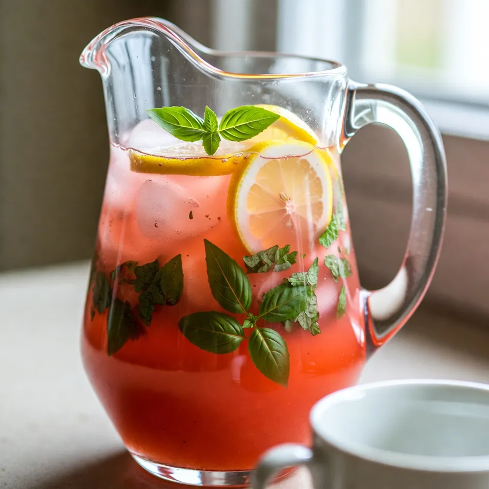 For a refreshing batch of Strawberry Basil Lemonade, gather these ingredients: - 1 cup fresh strawberries, hulled and sliced - 1/4 cup fresh basil leaves, tightly packed - 1/2 cup granulated sugar (adjust to taste) - 1 cup freshly squeezed lemon juice (about 4-5 lemons) - 4 cups cold water - Ice cubes - Lemon slices and basil sprigs for garnish You can swap ingredients if needed. Here are some ideas: - Use honey instead of sugar for a natural sweetener. - Try mint leaves if you don't have basil. Mint gives a fresh taste too. - Bottled lemon juice can work, but fresh juice tastes best. - For a fruity twist, add other berries like raspberries or blueberries. Fresh ingredients make a big difference. They boost flavor and aroma. - Fresh strawberries bring sweetness and a vibrant color. - Basil adds a unique and fragrant touch to the drink. - Fresh lemons provide a bright and tangy flavor. Using fresh ingredients will elevate your drink. You’ll taste the difference in every sip. To sum it up, fresh ingredients lead to a delicious Strawberry Basil Lemonade. {{ingredient_image_1}} Start by hulling and slicing 1 cup of fresh strawberries. Place them in a blender. Add 1/2 cup of sugar. Blend this mixture until it becomes smooth. Make sure there are no chunks left. This step creates a vibrant base for your drink. Next, take a fine mesh sieve. Pour the blended strawberry mixture into it. Use a spatula to press the mix and extract all the juice. This step removes seeds and leaves you with pure strawberry goodness. Collect the juice in a large pitcher. Now, add 1 cup of freshly squeezed lemon juice to the pitcher. This juice comes from about 4-5 lemons. Stir well to combine the strawberry and lemon juices. Then, chop 1/4 cup of fresh basil leaves roughly. Add the basil to the pitcher. Stir gently to release the basil's oils. Finally, pour in 4 cups of cold water. Mix everything until well combined. Taste your lemonade. If you want it sweeter, add more sugar. Refrigerate the lemonade for at least 30 minutes. This helps the flavors blend. Serve over ice cubes. Garnish with lemon slices and basil sprigs for a beautiful look. Enjoy your refreshing drink! You can change the sweetness easily. Start with 1/2 cup of sugar. Taste the lemonade. If it’s not sweet enough, add more sugar. Mix well after each addition. Remember, fresh strawberries can be sweet or tart. This affects your drink. Always adjust to your taste. Garnishes make your drink look pretty. Use fresh lemon slices. They add color and taste. Basil sprigs are great too. They boost the herbal flavor. Place them on top of each glass. This adds a fun touch. You can also add whole strawberries for a pop of color. For the best strawberry blend, chop the strawberries first. This helps them blend smoothly. Use a high-speed blender. Blend until there are no chunks left. Strain the mixture to catch the seeds. This gives you a smooth lemonade. Be patient while straining; it’s worth the wait! Pro Tips Use Ripe Strawberries: For the best flavor, make sure to use ripe, sweet strawberries. They will enhance the overall taste of your lemonade. Fresh Basil is Key: Always opt for fresh basil leaves. Dried basil won't provide the same aromatic flavor that elevates this drink. Chill Before Serving: Letting the lemonade chill for at least 30 minutes allows the flavors to meld together beautifully, creating a more refreshing drink. Adjust Sweetness to Taste: Taste your lemonade before serving. You can easily add more sugar or lemon juice to achieve your desired sweetness and tartness. {{image_2}} You can make this drink even better by adding other fruits. For example, try mixing in fresh raspberries or blackberries. They add a nice tartness and color. You can also use peaches or watermelon for a sweet twist. Just blend them like you did with the strawberries. Strain the mixture to keep it smooth. If you want some fizz, turn your lemonade into a sparkling drink. After mixing the lemonade, replace some of the cold water with sparkling water. This adds bubbles and makes it refreshing. Serve it immediately over ice to keep it fizzy. You can also add lemon-lime soda for extra sweetness and sparkle. This drink is great for everyone! For a non-alcoholic option, simply stick to the recipe. It’s perfect for hot days or family gatherings. If you want an adult version, add vodka or gin. Start with one to two ounces per glass. Mix it in before serving. This way, you keep all the fresh flavors and add a fun kick. To keep your strawberry basil lemonade fresh, store it in a pitcher. Make sure to cover it tightly. You can use plastic wrap or a lid. This will help keep out air and germs. Place it in the fridge. It will stay tasty for a few days. The best time to drink your lemonade is within three days. After that, the flavor may fade. If the lemonade starts to taste off, it's time to toss it. Always check for any signs of spoilage before enjoying. If you notice any weird smells or colors, do not drink it. You can freeze lemonade to enjoy later. Pour it into ice cube trays. Once frozen, transfer the cubes to a freezer bag. This way, you can add a few cubes to a glass of water or soda. It gives you a tasty, cold treat on hot days. Just remember to use it within three months for the best flavor. Yes, you can use frozen strawberries. They work well in this recipe. Just let them thaw a bit. This will help them blend smoothly. Frozen strawberries may make the drink a bit thicker. This can be a nice change in texture. To make it less sweet, reduce the sugar. Start with just 1/4 cup. You can also use honey or agave syrup. These natural sweeteners can give a nice flavor. After mixing, taste it. If you want more sweetness, add a little more sugar. Basil has many health benefits. It can help reduce stress and improve digestion. It also has anti-inflammatory properties. This means it can help fight swelling in the body. Plus, basil is full of vitamins and antioxidants. Using basil in your drink makes it tasty and healthy! This post covered how to make a tasty strawberry lemonade. We explored the key ingredients, highlighting the importance of fresh options. I also shared step-by-step instructions for a smooth blend. You now know tips for adjusting sweetness and adding flavor. Finally, I discussed fun variations and how to store leftovers. Enjoy making this refreshing drink, and feel free to get creative!