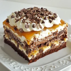 - 1 box chocolate cake mix (plus ingredients required on the box) - 1 can (14 oz) sweetened condensed milk - 1/2 cup caramel sauce (store-bought or homemade) To make a delicious Chocolate Caramel Poke Cake, you need a few key items. Start with a box of chocolate cake mix. This mix gives the cake its rich flavor. You will also need ingredients listed on the box, typically eggs, oil, and water. Next, grab a can of sweetened condensed milk. This creamy ingredient adds sweetness and moisture. Lastly, choose a caramel sauce. You can buy it at the store or make your own at home. Both options work well. - 1 cup heavy whipping cream - 1/4 cup powdered sugar - 1 teaspoon vanilla extract The topping is just as important as the cake. For this, use heavy whipping cream. This cream whips up nicely to create a fluffy layer. You will also need powdered sugar to sweeten the cream. Add a teaspoon of vanilla extract for flavor. Together, these ingredients make a light, airy topping that contrasts wonderfully with the rich cake. - Chocolate shavings - Mini chocolate chips For a fun finish, consider using optional garnishes. Chocolate shavings add a nice touch. They bring a bit of texture and extra chocolate flavor. Mini chocolate chips are another great option. They add a playful look and a sweet burst in every bite. These small details make your cake even more special. {{ingredient_image_1}} First, preheat your oven as per the package instructions for the chocolate cake mix. This step is key for a fluffy cake. While the oven warms up, grease a 9x13 inch baking pan. This helps the cake come out easily after baking. Next, mix the chocolate cake batter according to the package instructions. Be sure to combine all the required ingredients well. Once mixed, pour the batter into your greased pan. Bake the cake for about 30 to 35 minutes. To check if it's done, insert a toothpick in the center. If it comes out clean, your cake is ready. After baking, take the cake out and let it cool for about 15 minutes. This cooling time helps the cake set up nicely. Once the cake has cooled a bit, use the handle of a wooden spoon or a straw to poke holes all over the top. Space the holes about 1 inch apart. This step allows the caramel mixture to soak in, making the cake extra delicious. In a bowl, mix the sweetened condensed milk with the caramel sauce until it’s smooth and well combined. Pour this caramel mixture evenly over the warm cake, filling all the holes. Let the cake cool completely for another 30 minutes. In a separate bowl, whip the heavy cream with the powdered sugar and vanilla extract. Use an electric mixer for the best results. Whip until soft peaks form. This means the cream should hold its shape but still be soft and creamy. Once the cake is cool, spread the whipped cream over the top. Use a spatula to smooth it out evenly. For a finishing touch, sprinkle chocolate shavings or mini chocolate chips on top. This not only looks great but adds even more flavor. Cut into slices and serve chilled or at room temperature. Enjoy your delicious creation! To make the best chocolate caramel poke cake, you need to poke even holes. This step is key for letting the caramel soak in. Use the handle of a wooden spoon or a straw. Space the holes about 1 inch apart. This way, every bite will be full of flavor. When whipping cream, start with cold tools. Chill your mixing bowl and beaters in the fridge for a bit. Pour in the heavy cream, then add powdered sugar and vanilla extract. Beat until soft peaks form. This helps the cream hold its shape when you spread it on the cake. To keep your cake moist, wrap it tightly with plastic wrap. Place it in the fridge. The cool air keeps it fresh and tasty. When you serve leftovers, consider drizzling extra caramel on top. This adds a nice touch and makes each bite even better. You can prepare this cake in advance for special occasions. Bake the cake and poke holes, then add the caramel. Cover it well with plastic wrap. You can store it in the fridge for up to two days. If you want to freeze the cake, cut it into slices first. Wrap each slice in plastic wrap. Place the wrapped slices in a freezer bag. When you're ready to eat, thaw the slices in the fridge overnight. Enjoy them chilled or at room temperature. Pro Tips Use Warm Cake for Best Absorption: Allow the cake to cool just slightly before poking holes and pouring the caramel mixture. This warmth helps the cake absorb the syrup better, enhancing the flavor. Customize Your Toppings: Feel free to get creative with toppings! Try adding chopped nuts, crushed cookies, or even a sprinkle of sea salt for an extra flavor boost. Chill for Optimal Texture: After spreading the whipped cream, refrigerate the cake for at least an hour. This helps the flavors meld together and the cake to set nicely. Make It Ahead: This cake is perfect for making a day in advance. The flavors deepen overnight, making it even more delicious when served the next day. {{image_2}} You can switch things up by using different cake mixes. Try vanilla or red velvet cake mix for a fun twist. The flavors pair well with caramel too. You can also play with flavored caramel sauces. Think of using sea salt caramel or even chocolate caramel. Each choice adds a new layer of taste. If you need a gluten-free option, look for gluten-free chocolate cake mix. This lets everyone enjoy the cake. For those who prefer vegan options, use a dairy-free whipped topping. Almond or coconut cream works great as a substitute. These options make your cake delicious for all diets. Adding nuts or fruit can make your poke cake special. Chopped pecans or walnuts add crunch. Sliced strawberries or bananas bring freshness. You can also swap chocolate shavings for other candies. Mini M&Ms or crushed Oreos can be fun toppings. These choices let you customize your cake to your taste. You can store your chocolate caramel poke cake at room temperature for up to two days. If you prefer, keep it in the refrigerator to extend freshness. In the fridge, it can last for about five days. Be sure to cover the cake tightly with plastic wrap or foil to keep it moist. For longer storage, freezing is a great option. First, let the cake cool completely. Then, wrap it tightly in plastic wrap and place it in a freezer-safe container. This keeps it fresh for up to three months. When you're ready to enjoy, move the cake to the fridge overnight to thaw. Serve it cold or let it sit at room temperature for about an hour. To refresh leftover poke cake, add a dollop of whipped cream on top. This brings back its creamy texture. You can also drizzle more caramel sauce over it for extra flavor. If you want to get creative, use the leftovers for trifle. Layer pieces of cake with whipped cream and fruit in a glass. It makes a fun and tasty dessert! A poke cake is a fun dessert. It has holes poked in it after baking. These holes get filled with a tasty liquid, like caramel or pudding. This makes the cake extra moist and flavorful. The top is often frosted for a sweet finish. It's a simple way to make cake more exciting. Yes, you can use homemade caramel sauce! Making it is easy. Just heat sugar until it melts, then add butter and cream. Stir until smooth. Make sure to let it cool before using. Homemade caramel adds a special touch to your poke cake. It tastes rich and fresh. Chocolate caramel poke cake lasts for about 3 to 5 days. Keep it covered in the fridge. Look for signs of spoilage. If the cake smells off or has mold, it's time to toss it. Proper storage helps keep the cake tasty and fresh longer. You can make this cake in advance! Bake it a day or two before you serve it. Just store it in the fridge, wrapped tightly. This way, the flavors meld together. It will taste even better on the day you serve it. Pair your cake with ice cream or whipped cream. Vanilla complements the chocolate well. Coffee or milk also works great. For a fun twist, try serving it with fresh berries. These add color and a fresh taste to the dessert. This chocolate caramel poke cake is a delight. You start with a chocolate cake mix, add sweetened condensed milk, and pour on caramel sauce. After it bakes, whip cream and spread it on top. You can garnish it with chocolate shavings or chips for extra flair. Remember, you can change flavors or make it gluten-free. Storing leftovers is easy; simply keep them moist. Whether you make it ahead or serve it fresh, your chocolate caramel poke cake will impress everyone. Enjoy your baking adventure!