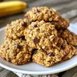To make these tasty cookies, gather the following: - 2 ripe bananas, mashed - 1 cup rolled oats - 1/2 cup almond butter (or peanut butter) - 1/4 cup honey or maple syrup - 1/2 teaspoon vanilla extract - 1/4 teaspoon cinnamon - 1/4 teaspoon baking powder - 1/2 cup dark chocolate chips (or raisins) - A pinch of salt These ingredients come together to create a sweet and chewy treat that’s perfect for breakfast or a snack. If you don’t have some ingredients, don’t worry! Here are some easy swaps: - Bananas: You can use unsweetened applesauce instead. It will keep the cookies moist. - Nut Butters: If almond butter isn't available, use peanut butter or sunflower seed butter. - Sweeteners: Maple syrup works well if you prefer a different flavor. - Chocolate Chips: You can swap dark chocolate chips with raisins or dried cranberries for a fruity touch. These substitutions help you make the cookies with ingredients you have on hand. Each cookie is not just delicious but also healthy. Here’s a rough estimate of the nutrition per cookie: - Calories: 130 - Protein: 3g - Fat: 6g - Carbohydrates: 18g - Fiber: 2g - Sugar: 4g These cookies provide a good balance of nutrients, making them a smart choice for busy mornings. Enjoy your baking! {{ingredient_image_1}} First, gather all your ingredients. You will need: - 2 ripe bananas, mashed - 1 cup rolled oats - 1/2 cup almond butter (or peanut butter) - 1/4 cup honey or maple syrup - 1/2 teaspoon vanilla extract - 1/4 teaspoon cinnamon - 1/4 teaspoon baking powder - 1/2 cup dark chocolate chips (or raisins) - A pinch of salt Make sure your bananas are ripe. This means they should have brown spots. Ripe bananas are sweeter and easier to mash. Measure out all the ingredients to save time later. Next, take a large mixing bowl. Add the mashed bananas, almond butter, honey (or maple syrup), and vanilla extract. Mix these ingredients well until they are smooth. Now, add the rolled oats, cinnamon, baking powder, and salt. Stir everything together until well combined. The dough should be thick and sticky. Gently fold in the dark chocolate chips (or raisins). Make sure they are evenly spread throughout the dough. Preheat your oven to 350°F (175°C). Line a baking sheet with parchment paper to prevent sticking. Using a tablespoon, scoop out the cookie dough. Place each scoop onto the prepared sheet. Flatten each scoop slightly to form cookie shapes. Remember to leave some space between them. Bake the cookies for about 10-12 minutes. You want them to be golden brown on the edges. Once done, take them out of the oven. Let them cool on the baking sheet for 5 minutes. After that, transfer them to a wire rack. Allow them to cool completely before enjoying. To make chewy cookies, use ripe bananas. The riper the banana, the sweeter and moister your cookies will be. Also, mix the ingredients well but avoid overmixing. Overmixing can lead to tough cookies. If you want a softer texture, add a bit more almond butter. You can also try adding a tablespoon of yogurt for extra moisture. Keep an eye on your cookies while baking. You want them golden brown but not too dark. One mistake is using underripe bananas. They lack flavor and sweetness. Another mistake is not measuring the oats correctly. Too many oats can make your cookies dry. Make sure to use old-fashioned rolled oats. Instant oats won’t work well here. Do not skip the baking powder. It helps your cookies rise and gives them a nice texture. Lastly, avoid crowding the baking sheet. Leave space between cookies for even baking. These cookies are great for breakfast or as a snack. You can pair them with yogurt or fresh fruit. Try serving them with a glass of milk or a smoothie. They are also perfect for kids’ lunchboxes. For a fun twist, add a spoonful of nut butter on top. You can even warm them in the microwave for a few seconds. They taste amazing fresh out of the oven! Pro Tips Use Overripe Bananas: For the best flavor and sweetness, use bananas that are very ripe and have brown spots. Customize Add-ins: Feel free to mix in your favorite nuts, seeds, or dried fruits for added texture and nutrition. Chill the Dough: If the dough is too sticky, refrigerate it for 15-30 minutes before baking to make scooping easier. Storage Tips: Store the cookies in an airtight container at room temperature for up to a week, or freeze them for longer storage. {{image_2}} You can change the flavor of your cookies by adding nuts. Try chopped walnuts or pecans for a nice crunch. You can also swap the dark chocolate chips for white chocolate chips or peanut butter chips. If you want a fruity twist, add dried cranberries or chopped dates instead of chocolate. Each option brings a new taste to the cookies. To make these cookies gluten-free, use certified gluten-free oats. For a vegan option, replace honey with maple syrup. You can also swap almond butter for a nut-free butter like sunflower seed butter. This way, everyone can enjoy these tasty cookies, no matter their diet. Store your cookies in an airtight container at room temperature. They will stay fresh for about three days. If you want to keep them longer, freeze the cookies in a single layer on a baking sheet. Once frozen, transfer them to a freezer bag. They can last up to three months in the freezer. Store your banana oatmeal cookies in an airtight container. This keeps them fresh and soft. Place a piece of parchment paper between layers to avoid sticking. They stay good at room temperature for up to three days. For longer storage, use the fridge. This can help the cookies last up to a week. To freeze these cookies, first let them cool completely. Then, place them in a single layer on a baking sheet. Freeze for about one hour until firm. After that, transfer them to a freezer-safe bag. Squeeze out any extra air to avoid freezer burn. These cookies can stay frozen for up to three months. To thaw, simply take the cookies out of the freezer. Leave them at room temperature for about 30 minutes. If you want to eat them warm, use the oven. Preheat it to 350°F (175°C). Place the cookies on a baking sheet for about 5-10 minutes. Enjoy the warm, soft texture just like fresh! Yes, you can use other nut butters. Peanut butter works great, too. Sunflower seed butter is another option for nut-free diets. Each nut butter gives a unique taste. Almond butter adds a creamy texture. Try different kinds to find your favorite flavor. Just keep the same amount as the recipe calls for. These cookies last about one week at room temperature. Store them in an airtight container. You can also freeze them for up to three months. Just wrap each cookie well before freezing. Thaw them at room temperature when ready to eat. They taste great even after freezing. You can make these cookies without bananas. Use applesauce instead of bananas. Use 1/2 cup of applesauce for better texture. The cookies will still be soft and tasty. You may need to adjust the sweetness. Add a bit more honey or maple syrup if needed. Banana oatmeal breakfast cookies are simple and fun to make. We covered the key ingredients, substitutions, and their nutrition. I shared step-by-step instructions, tips for the best texture, and common mistakes. You can explore tasty variations and learn how to store your cookies for later. In the end, these cookies offer a healthy and yummy snack. You can enjoy them in many ways, fitting your taste and needs. Dive into your kitchen and start baking!