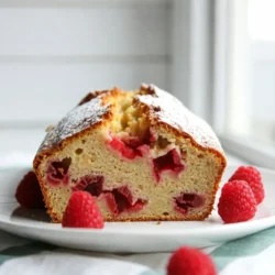 - 1 cup fresh raspberries - 1 cup granulated sugar - 1/2 cup unsalted butter - 2 large eggs - 1/4 cup fresh lemon juice - 1 tablespoon lemon zest - 1 1/2 cups all-purpose flour - 1 teaspoon baking powder - 1/2 teaspoon baking soda - 1/4 teaspoon salt - 1/2 cup buttermilk - Powdered sugar for dusting (optional) This Lemon Raspberry Loaf is bright and tasty. The fresh raspberries add a burst of flavor. You can find these at your local market. Use ripe, plump berries for the best taste. Granulated sugar sweetens the loaf. It helps balance the tartness of the lemon. Unsalted butter gives the loaf a rich, creamy taste. Make sure it is softened to mix well. You need two large eggs for structure. They help the loaf rise and stay fluffy. Fresh lemon juice adds a zesty kick. Lemon zest enhances the flavor with its oils. All-purpose flour provides the base. It gives the loaf its shape and texture. Baking powder and baking soda help it rise. Use them in the right amounts for the best results. Salt is key in baking. It brings out the other flavors. Buttermilk adds moisture and a slight tang. It makes the loaf tender and delicious. Lastly, powdered sugar is optional for dusting. It adds a lovely touch to the final loaf. Now that you have all the ingredients, you are ready to bake! {{ingredient_image_1}} 1. Preheat your oven to 350°F (175°C). Grease a 9x5 inch loaf pan. Line it with parchment paper for easy removal. 2. In a large bowl, cream together 1/2 cup softened butter and 1 cup granulated sugar. Mix until light and fluffy, about 5 minutes. 3. Beat in 2 large eggs, one at a time. Blend well after each addition. Then, add 1/4 cup fresh lemon juice and 1 tablespoon lemon zest. Mix until well combined. 1. In a separate bowl, whisk together 1 1/2 cups all-purpose flour, 1 teaspoon baking powder, 1/2 teaspoon baking soda, and 1/4 teaspoon salt. 2. Gradually add the dry mixture to the wet mixture. Alternate with 1/2 cup buttermilk. Mix until just combined. Be careful not to over-mix. 1. Gently fold in 1 cup fresh raspberries. Try to keep their shape as much as possible. 2. Pour the batter into the prepared loaf pan. Smooth the top with a spatula. 3. Bake in the preheated oven for 50-60 minutes. Check if a toothpick inserted in the center comes out clean. 1. Allow the loaf to cool in the pan for about 10 minutes. Then, transfer it to a wire rack to cool completely. 2. Once cooled, dust the top with powdered sugar if you like. Slice and serve! To make the best Lemon Raspberry Loaf, avoid over-mixing. Mix the batter just until the ingredients blend. This keeps your loaf light and fluffy. Over-mixing can make it dense and tough. Ensure even baking by rotating your loaf pan halfway through baking. Ovens can have hot spots. By turning your pan, you help the loaf bake evenly. If you don’t have buttermilk, you can use milk mixed with lemon juice. Just add one tablespoon of lemon juice to one cup of milk. Let it sit for a few minutes. This gives you a great substitute. Frozen raspberries work well too. They can save you time and still taste great. Just fold them in gently, as they may break apart more easily. For extra flavor, consider adding dark chocolate chips or nuts. Both can give a nice twist to your loaf. You can also top the loaf with a lemon glaze for extra sweetness. Lemon and raspberry pair well with mint or basil. Try adding fresh herbs as a garnish. They can elevate the dish's look and taste. Pro Tips Use Fresh Raspberries: Fresh raspberries provide the best flavor and texture for this loaf. If using frozen, thaw and drain them well to avoid excess moisture. Room Temperature Ingredients: Ensure your butter and eggs are at room temperature for better emulsion, leading to a lighter and fluffier loaf. Don’t Overmix: Mix the batter until just combined to prevent a dense loaf. A few lumps are perfectly fine! Cool Completely: Allow the loaf to cool completely before slicing to ensure cleaner cuts and better texture when serving. {{image_2}} You can switch up the flavors in your lemon raspberry loaf. Try adding blueberries or strawberries for a fruity twist. These berries bring a new taste and color to the loaf. Just fold them in gently, so they don’t break apart. Citrus zest variations are another fun option. You can use lime or orange zest instead of lemon. This change gives the loaf a fresh and bright flavor. Each citrus fruit adds its own unique taste and aroma. If you need a gluten-free option, use a gluten-free flour blend. Many brands make blends that work well for baking. Just ensure the blend includes a binder like xanthan gum. This helps your loaf rise and stay soft. For vegan adaptations, swap the eggs with flax eggs. Mix one tablespoon of ground flaxseed with three tablespoons of water. Let it sit for a few minutes to thicken. Also, replace the buttermilk with a plant-based milk and vinegar mixture. This way, everyone can enjoy this tasty treat. Pair your lemon raspberry loaf with a nice drink. A cup of tea or coffee complements the flavors well. You can also serve it with a scoop of vanilla ice cream for a sweet touch. This loaf is perfect for many occasions. It works well at brunch, tea parties, or family gatherings. You can even enjoy a slice for a simple afternoon snack. Everyone will love its bright flavors and moist texture! To keep your Lemon Raspberry Loaf fresh, store it in a cool place. You can keep it at room temperature for up to three days. Make sure to wrap the loaf in plastic wrap or foil. This protects it from drying out. If you want it to last longer, store it in the fridge. In the fridge, it can stay good for about a week. Just remember to wrap it well to avoid any odors from other foods. You can also freeze the unbaked batter for later use. To do this, pour the batter into a freezer-safe container or bag. Make sure to seal it tightly. Label it with the date for easy tracking. The batter can freeze well for up to three months. When you’re ready to bake, thaw it in the fridge overnight. For reheating, bake it straight from frozen. Just add about 10-15 minutes to the baking time. Check it with a toothpick to ensure it’s done. This way, you can enjoy a fresh loaf anytime! Can I use frozen raspberries for the recipe? Yes, you can use frozen raspberries. Just let them thaw first. They may be softer, so handle gently. This allows the raspberries to mix well without breaking apart too much. What can I substitute for lemon juice? If you don't have lemon juice, try lime juice. You can also use vinegar mixed with water. The taste will change slightly, but your loaf will still be tasty. How do I know when the loaf is done baking? Check the loaf after 50 minutes. Insert a toothpick in the center. If it comes out clean, the loaf is done. If batter sticks, bake for a few more minutes. Can I make mini loaves instead of one large loaf? Absolutely! Just divide the batter among mini loaf pans. Reduce baking time to about 30-40 minutes. Check with a toothpick to ensure they are cooked through. How long will the Lemon Raspberry Loaf last? The loaf lasts for about 3-4 days at room temperature. If you refrigerate it, it can last up to a week. Be sure to cover it to keep it fresh. This blog post covered how to make a delicious Lemon Raspberry Loaf. It listed fresh ingredients and simple steps. You learned the process from mixing the batter to cooling the loaf. Tips to enhance flavor and variations were shared. In conclusion, baking this loaf is fun and rewarding. You can adjust it to your taste easily. Enjoy experimenting with flavors and sharing it with others. Happy baking!