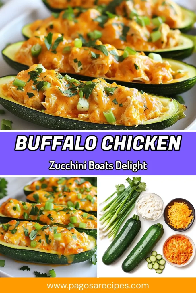 Discover a delicious and healthy buffalo chicken recipe with these Buffalo Chicken Stuffed Zucchini boats! Perfect for a low-carb meal, these stuffed zucchini recipes combine the bold flavors of buffalo chicken for a satisfying dish. Great as a buffalo chicken appetizer recipe or a main course, they're easy to make and packed with flavor. Try this amazing recipe today and make your next meal unforgettable! Save this pin for more healthy inspiration! #BuffaloChickenZucchiniBoats #StuffedZucchiniRecipes #LowCarbZucchiniDishes #HealthyBuffaloChickenRecipe