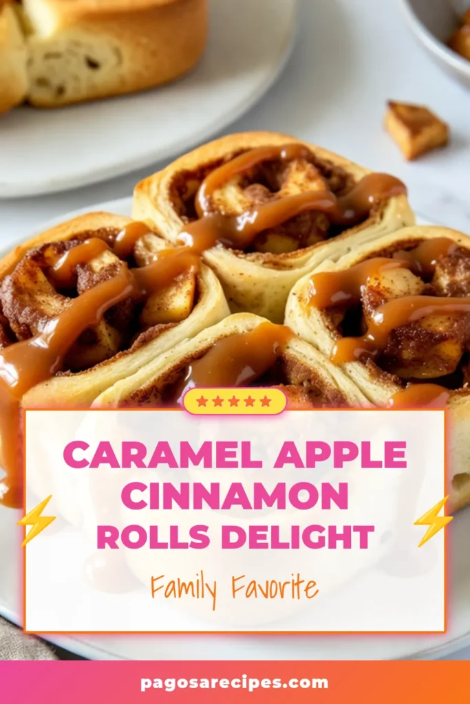Indulge in these delightful Caramel Apple Cinnamon Rolls, the perfect easy apple dessert to impress friends and family. This homemade cinnamon roll recipe combines a soft, fluffy dough with a sweet apple filling and a luscious caramel sauce drizzle that will leave you craving more. Make your kitchen smell amazing and satisfy your sweet tooth. Try this recipe today and save for later! #CaramelAppleCinnamonRolls #EasyAppleDessert #CinnamonRollRecipe #HomemadeCinnamonRolls