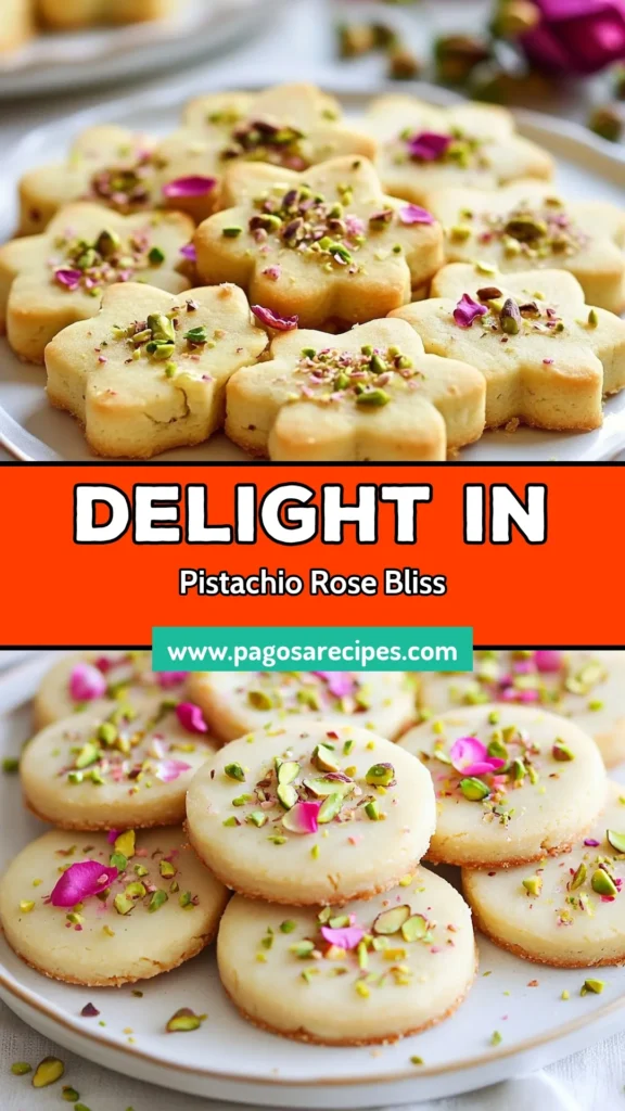 Discover the delightful Pistachio Rose Shortbread, a perfect blend of buttery shortbread cookies infused with rosewater and finely ground pistachios. This edible rose petal cookie recipe is not only visually stunning but also wonderfully fragrant, making it an ideal treat for any occasion. Try this simple recipe and indulge in the luxurious flavors of ground pistachios dessert. Don't forget to save for later! #PistachioRoseShortbread #RosewaterShortbreadCookies #EdibleRosePetalCookieRecipe #GroundPistachiosDessert