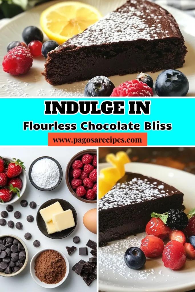 Indulge in this heavenly flourless chocolate cake, a decadent chocolate dessert that is simple to make and gluten-free! This easy chocolate cake recipe is rich in flavor and perfect for any occasion. With just a handful of ingredients, you can create a moist, luscious treat that will impress your guests. Bake this flourless chocolate cake today and savor every bite! Save this recipe for your next dessert! #FlourlessChocolateCake #GlutenFree #EasyChocolateCakeRecipe #DecadentDessert