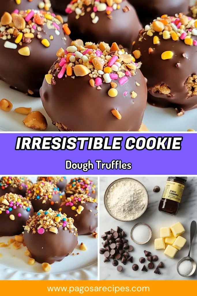 Indulge in these irresistible chocolate chip cookie dough truffles! This no-bake truffle recipe is perfect for satisfying your sweet tooth with easy chocolate truffles that are rich and delicious. Discover more dessert truffle ideas to delight your friends and family, and enjoy these homemade cookie dough treats anytime. Don't miss out—save this recipe for a delightful dessert experience! #ChocolateChipCookies #NoBakeDessert #TruffleRecipes #CookieDoughTreats