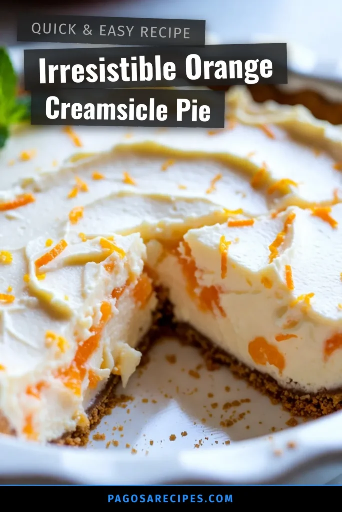 Discover the delightful Orange Creamsicle Pie, a no-bake orange dessert that's perfect for any occasion! This easy icebox pie recipe combines cream cheese and fresh orange juice for a refreshing treat. With just a handful of ingredients like graham cracker crumbs, whipped cream, and orange zest, you'll impress your guests in no time. Try this creamy, dreamy dessert today and enjoy a slice of summer at home! Save for later! #OrangeCreamsiclePie #NoBakeOrangePie #EasyOrangeDessert #IceboxPieRecipe
